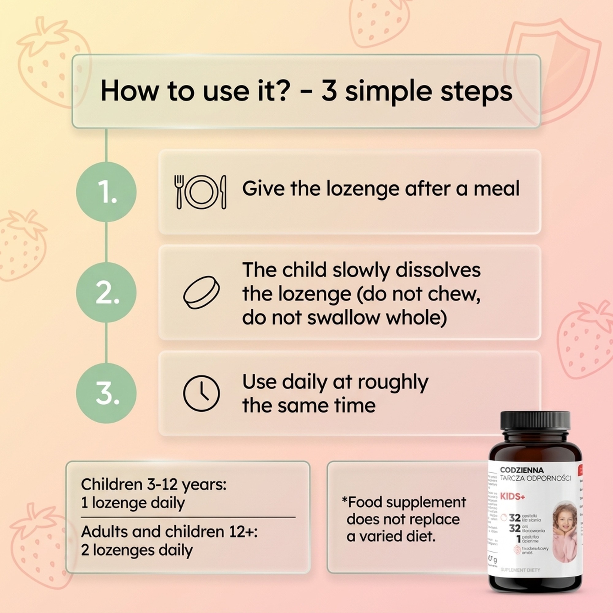 KIDS+ - Probiotics + Vitamin D Sugar-Free for Children 3+