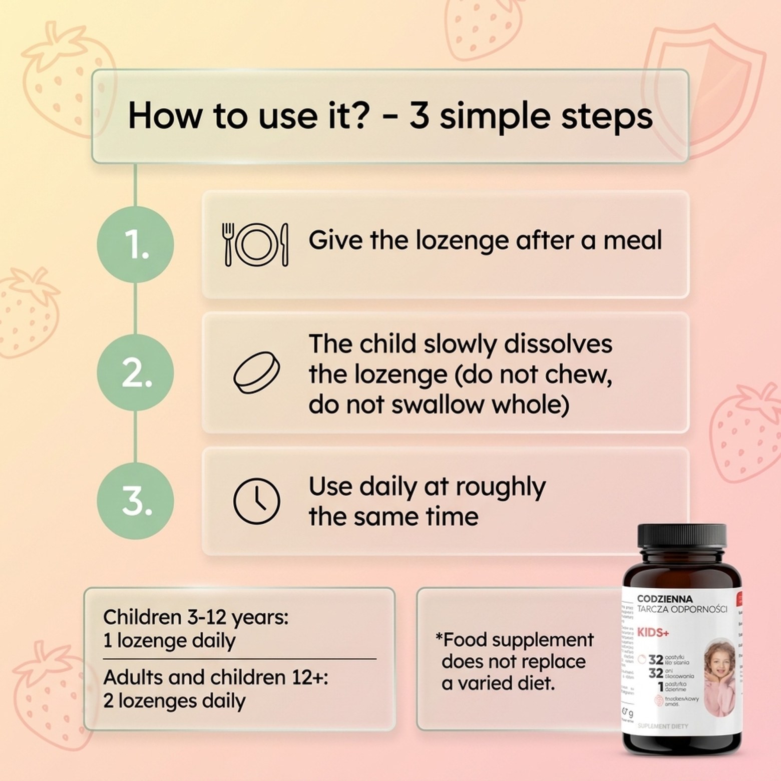KIDS+ - Probiotics + Vitamin D Sugar-Free for Children 3+