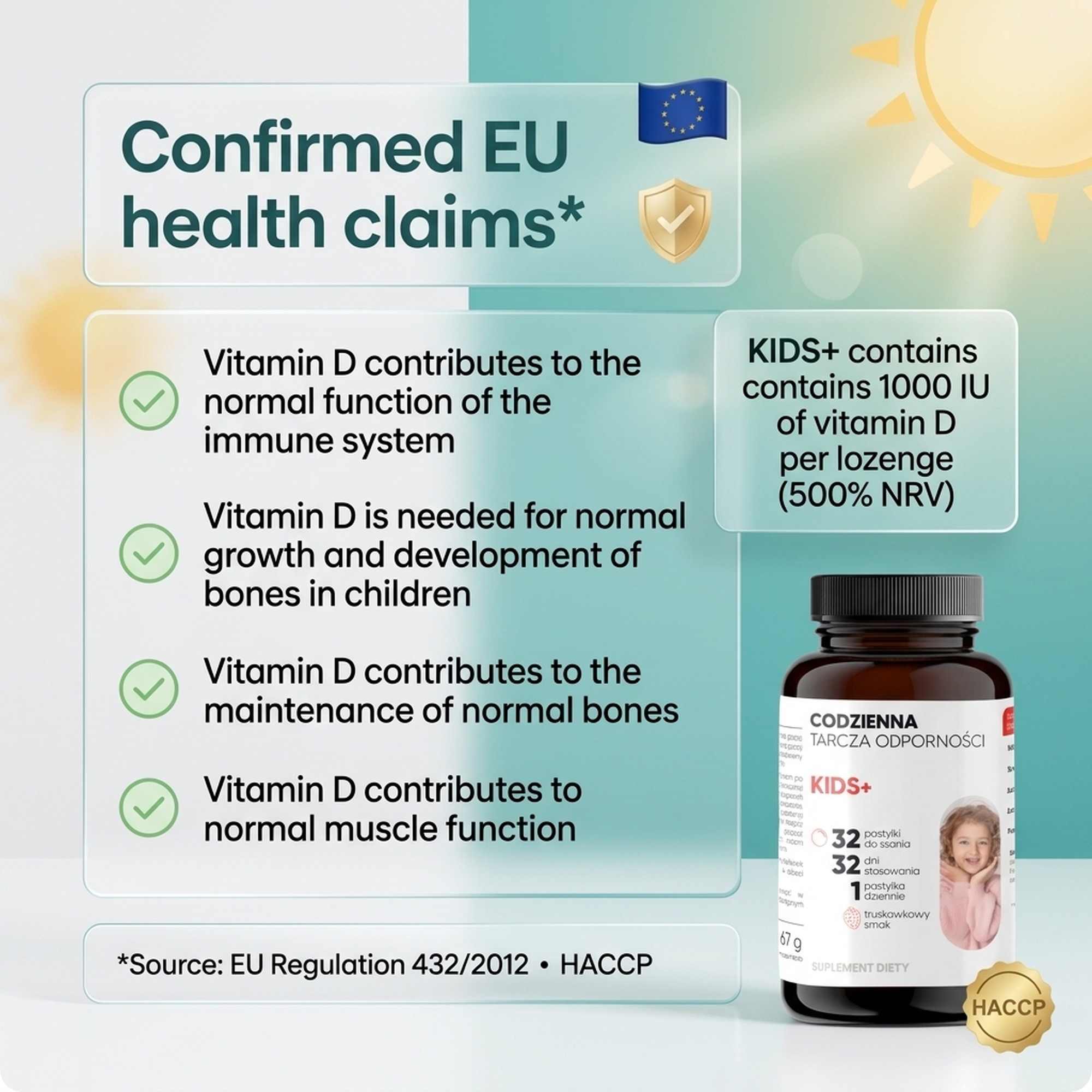 KIDS+ - Probiotics + Vitamin D Sugar-Free for Children 3+