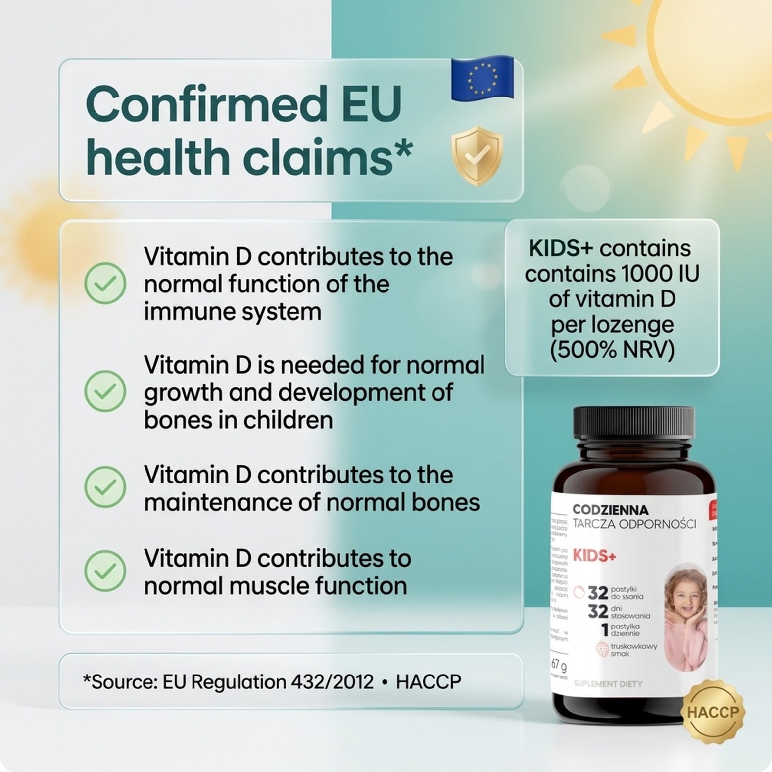 KIDS+ - Probiotics + Vitamin D Sugar-Free for Children 3+