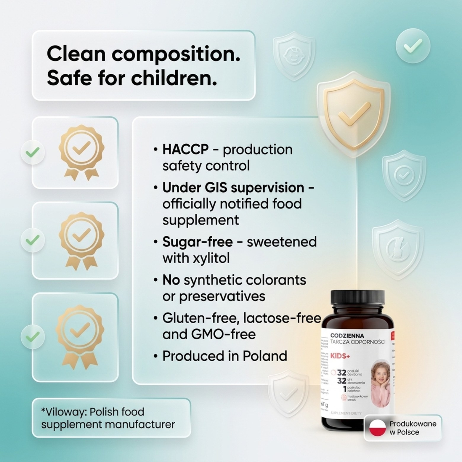 KIDS+ - Probiotics + Vitamin D Sugar-Free for Children 3+