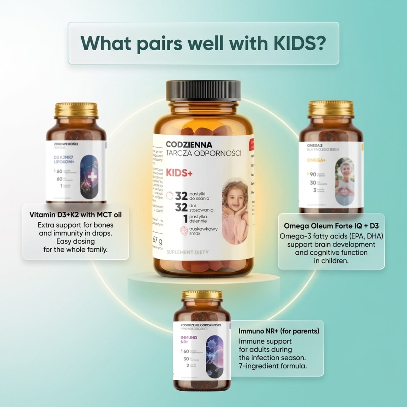 KIDS+ - Probiotics + Vitamin D Sugar-Free for Children 3+