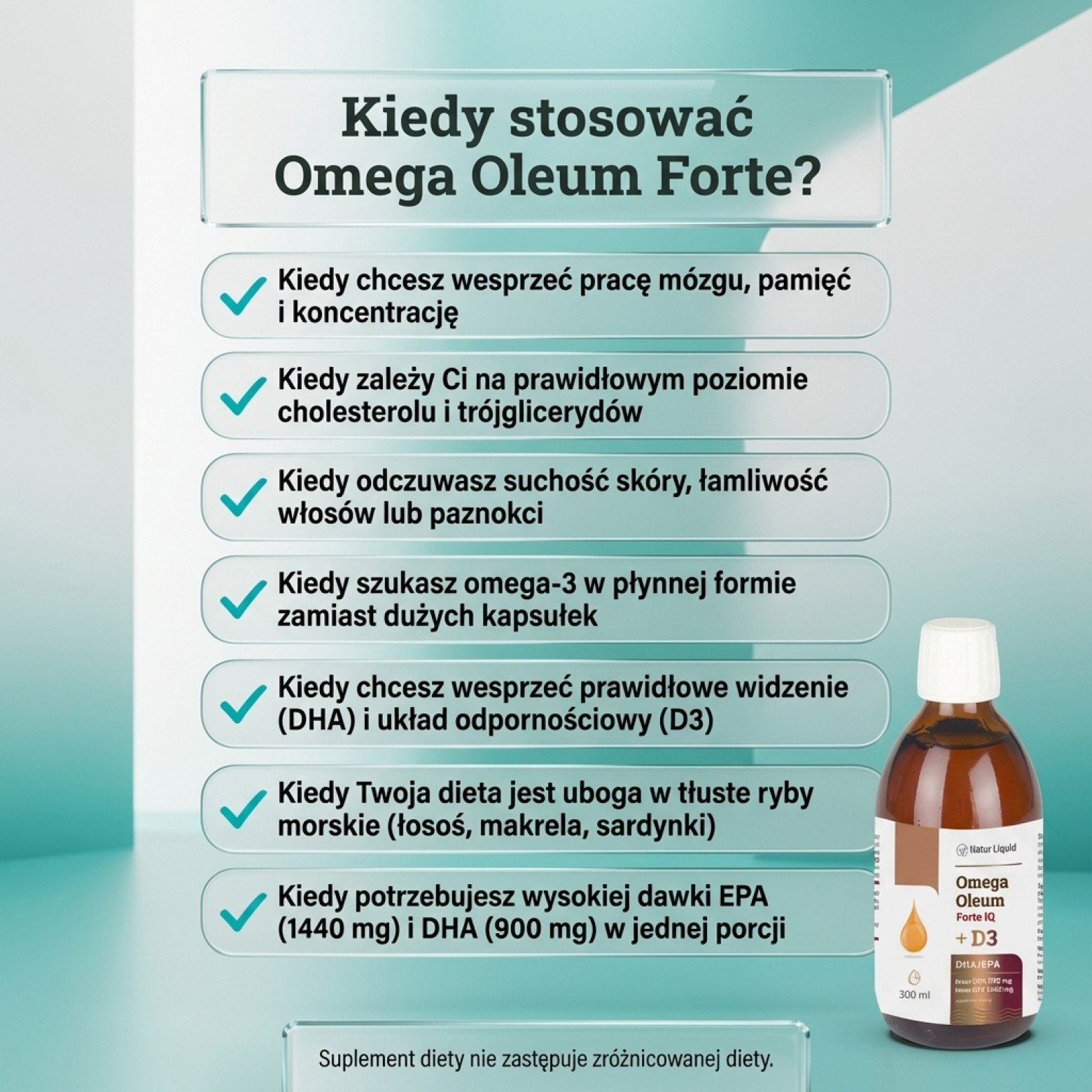 Omega Oleum Forte IQ + D3 - DHA 900mg + EPA 1440mg + Rokitnik + Witamina D3