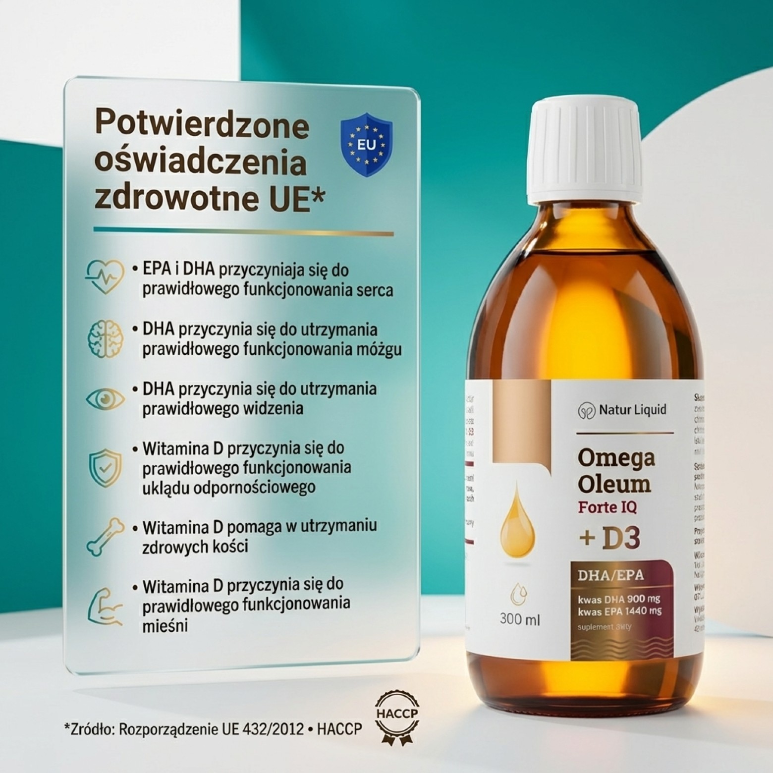 Omega Oleum Forte IQ + D3 - DHA 900mg + EPA 1440mg + Rokitnik + Witamina D3