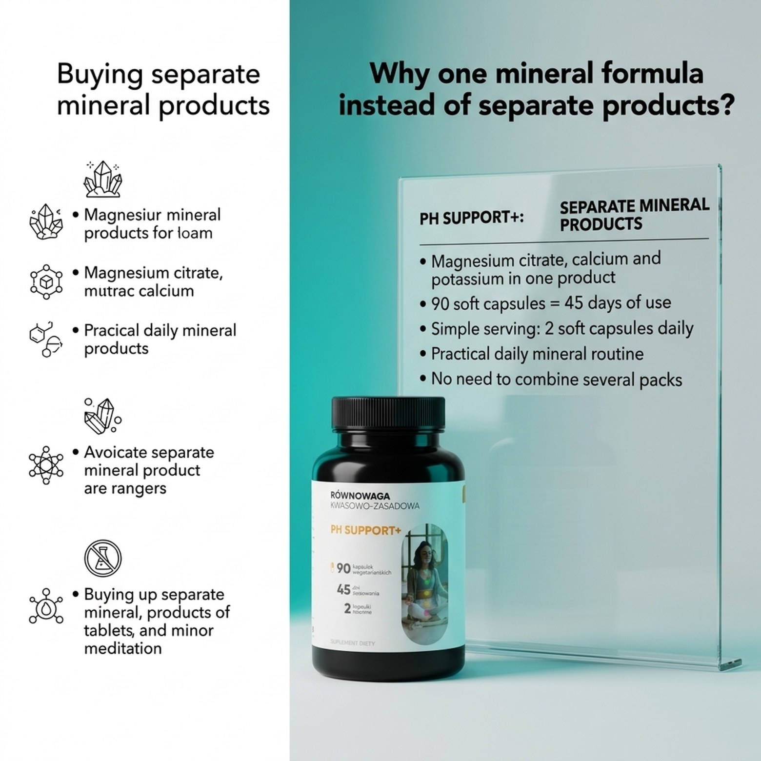 pH Support+ - Magnesium Citrate + Calcium + Potassium for Acid-Base Balance