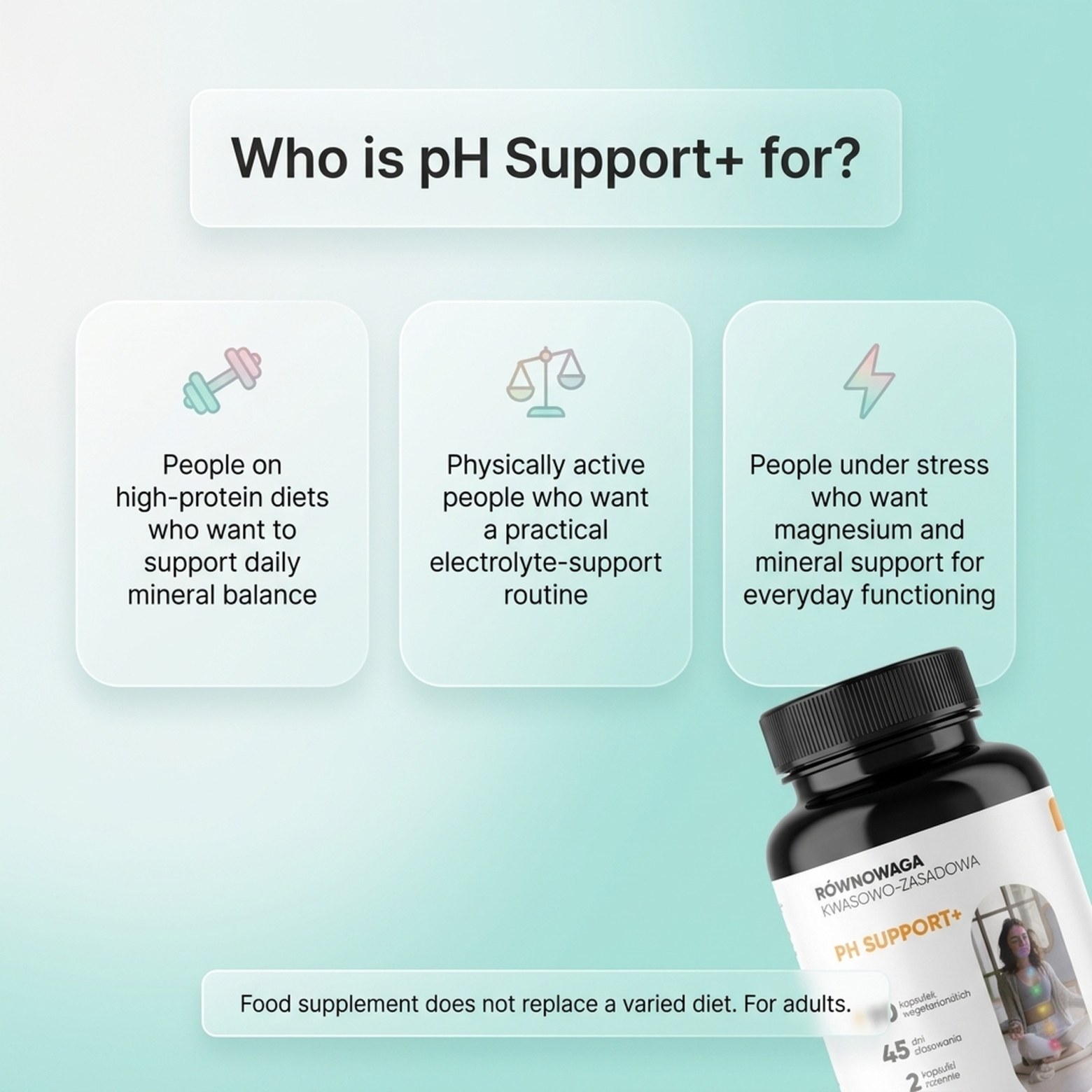pH Support+ - Magnesium Citrate + Calcium + Potassium for Acid-Base Balance