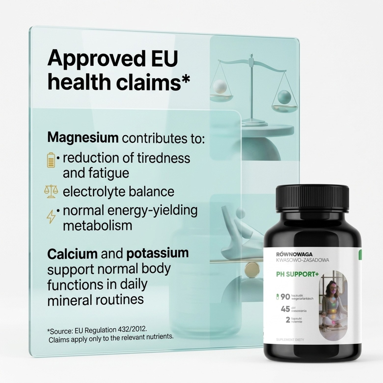 pH Support+ - Magnesium Citrate + Calcium + Potassium for Acid-Base Balance