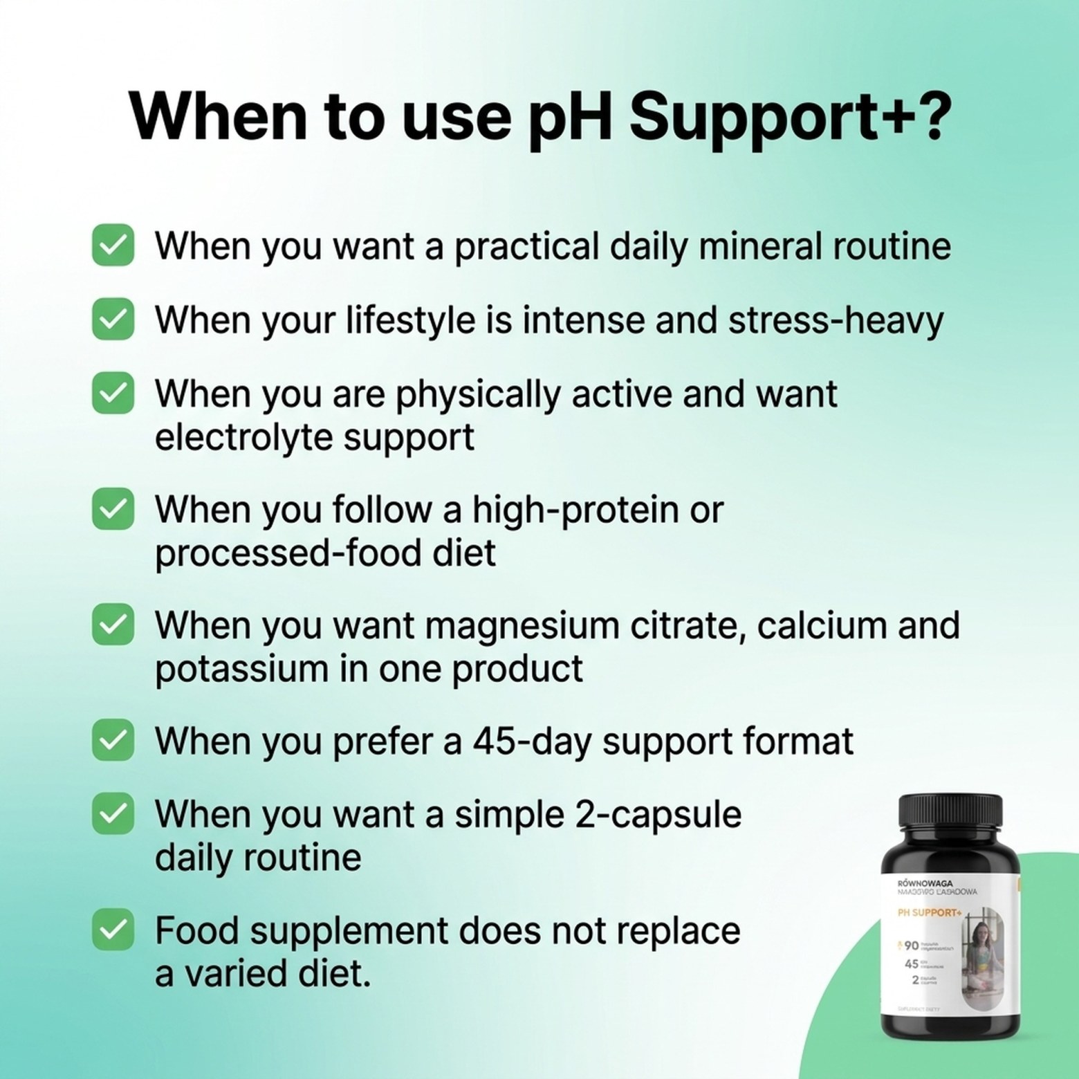 pH Support+ - Magnesium Citrate + Calcium + Potassium for Acid-Base Balance