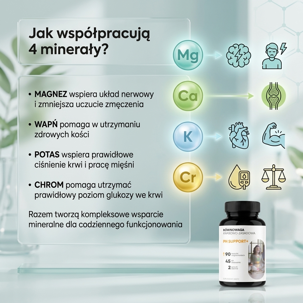 pH Support+ - Magnez cytrynian + Wapń + Potas na równowagę kwasowo-zasadową