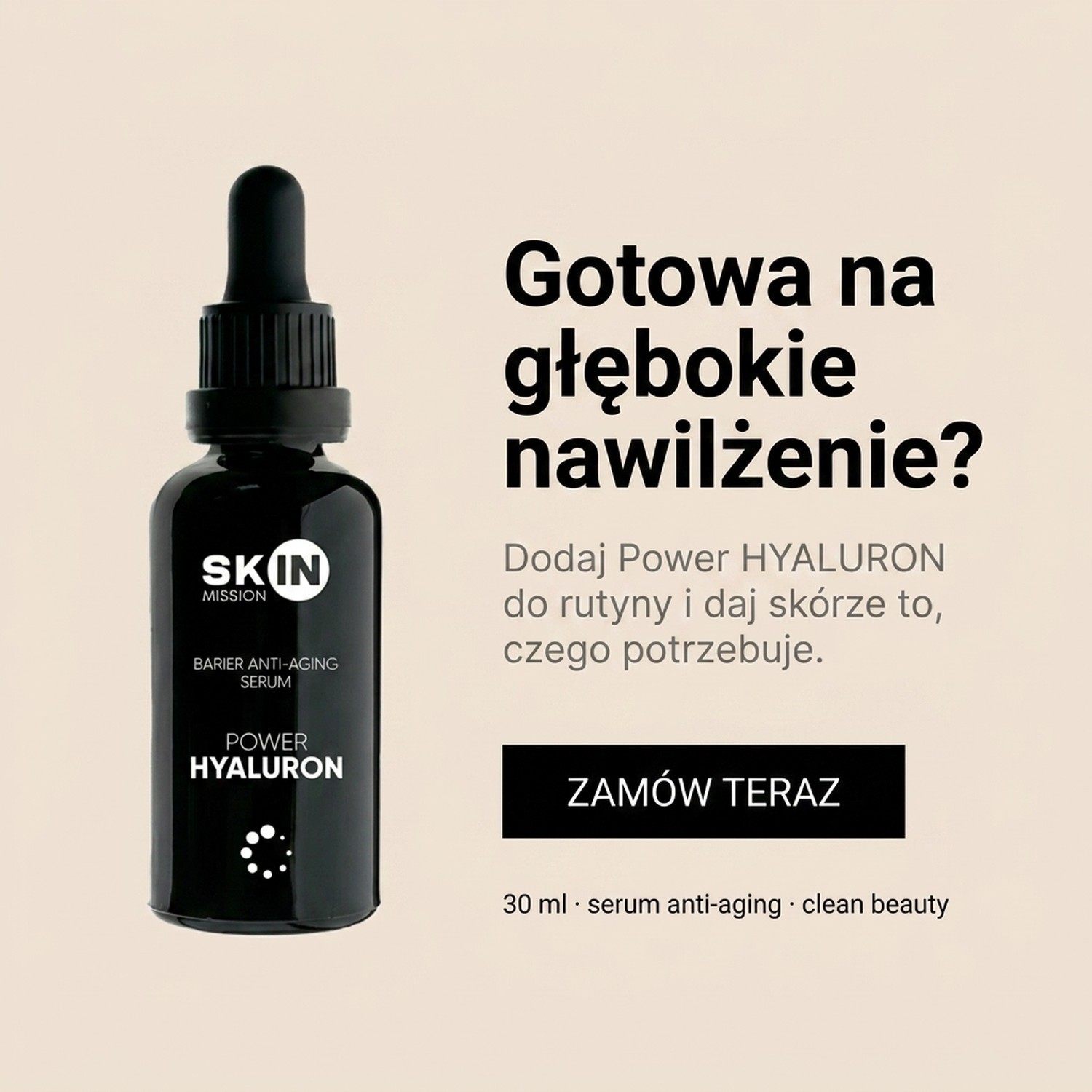 Power HYALURON - Serum with Hyaluronic Acid + Phospholipids + Vitamin E - Skin Mission