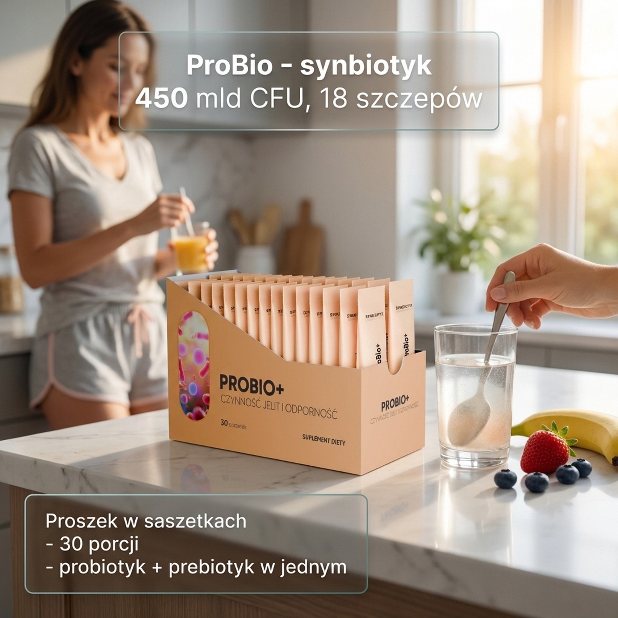 ProBio+ - 19 szczepów (18 bakterii + drożdże) na zdrowe jelita