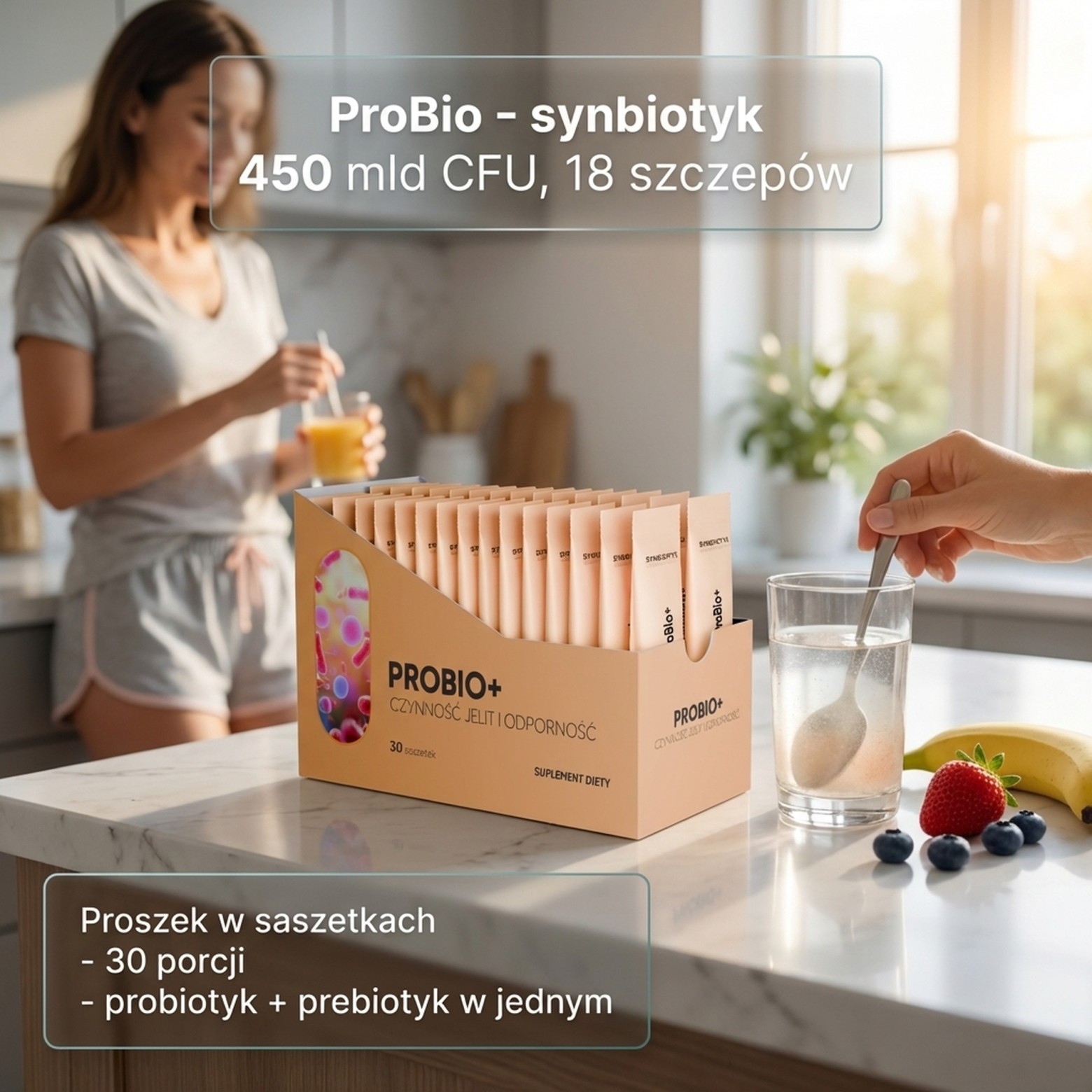 ProBio+ - 19 szczepów (18 bakterii + drożdże) na zdrowe jelita