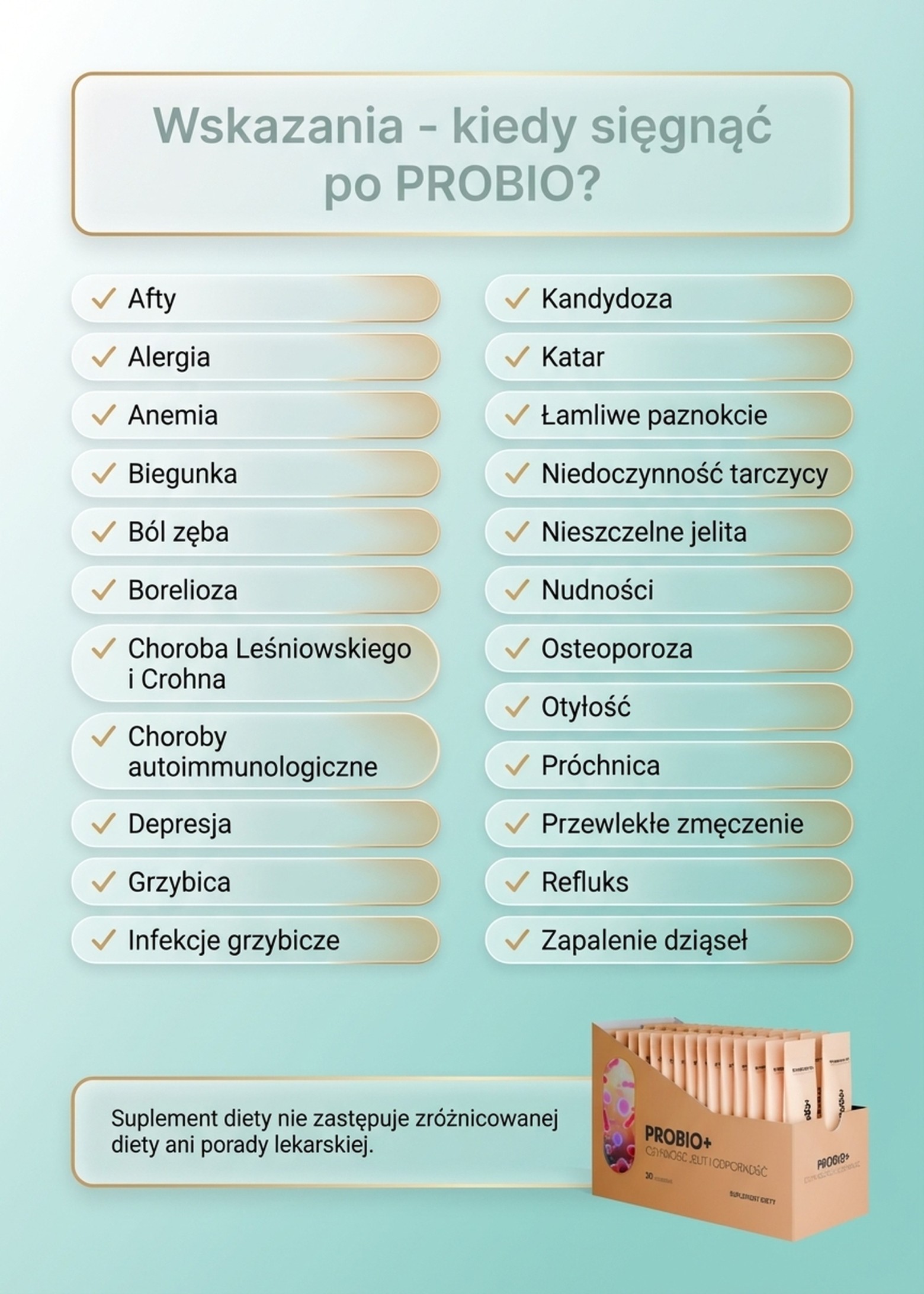ProBio+ - 19 szczepów (18 bakterii + drożdże) na zdrowe jelita