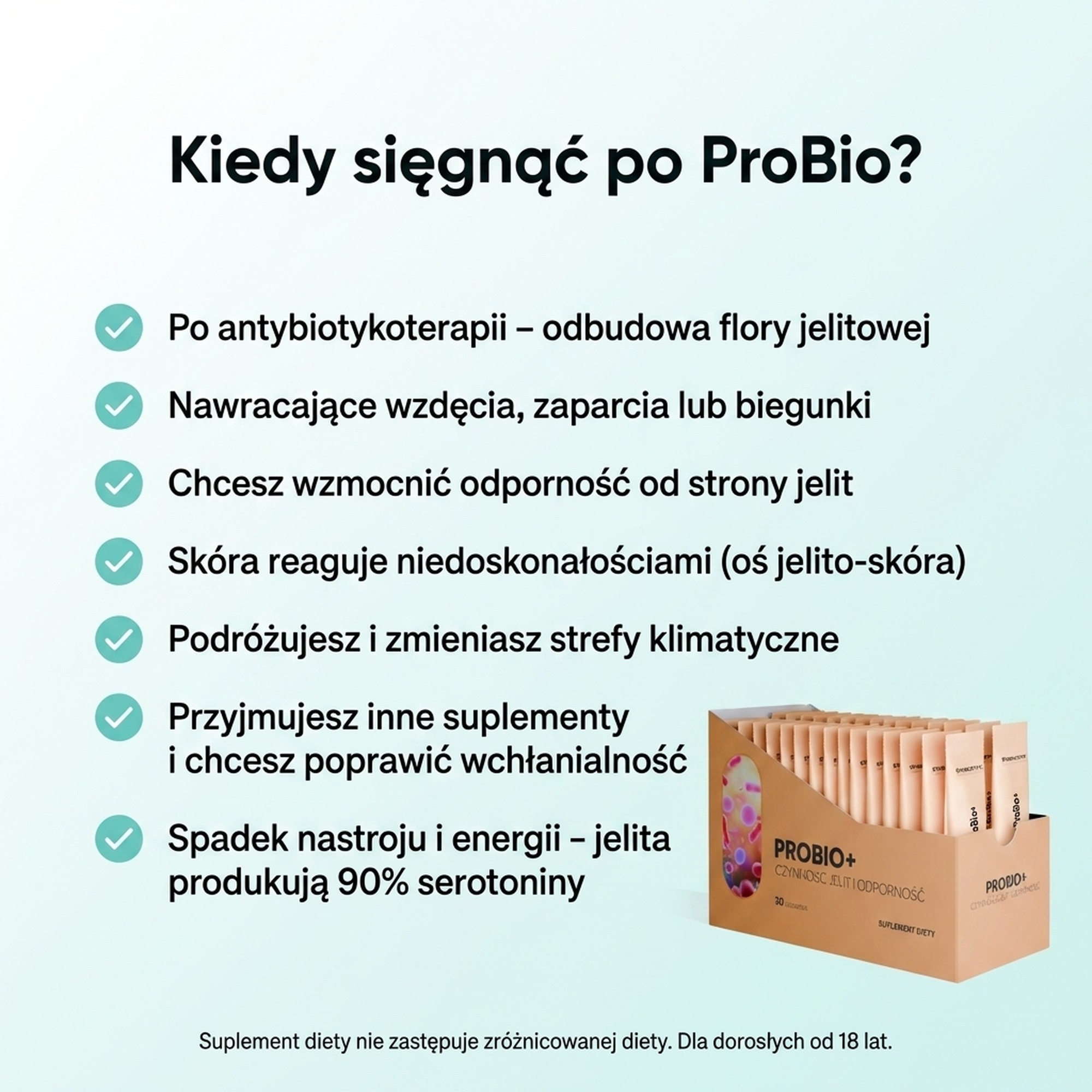 ProBio+ - 19 szczepów (18 bakterii + drożdże) na zdrowe jelita