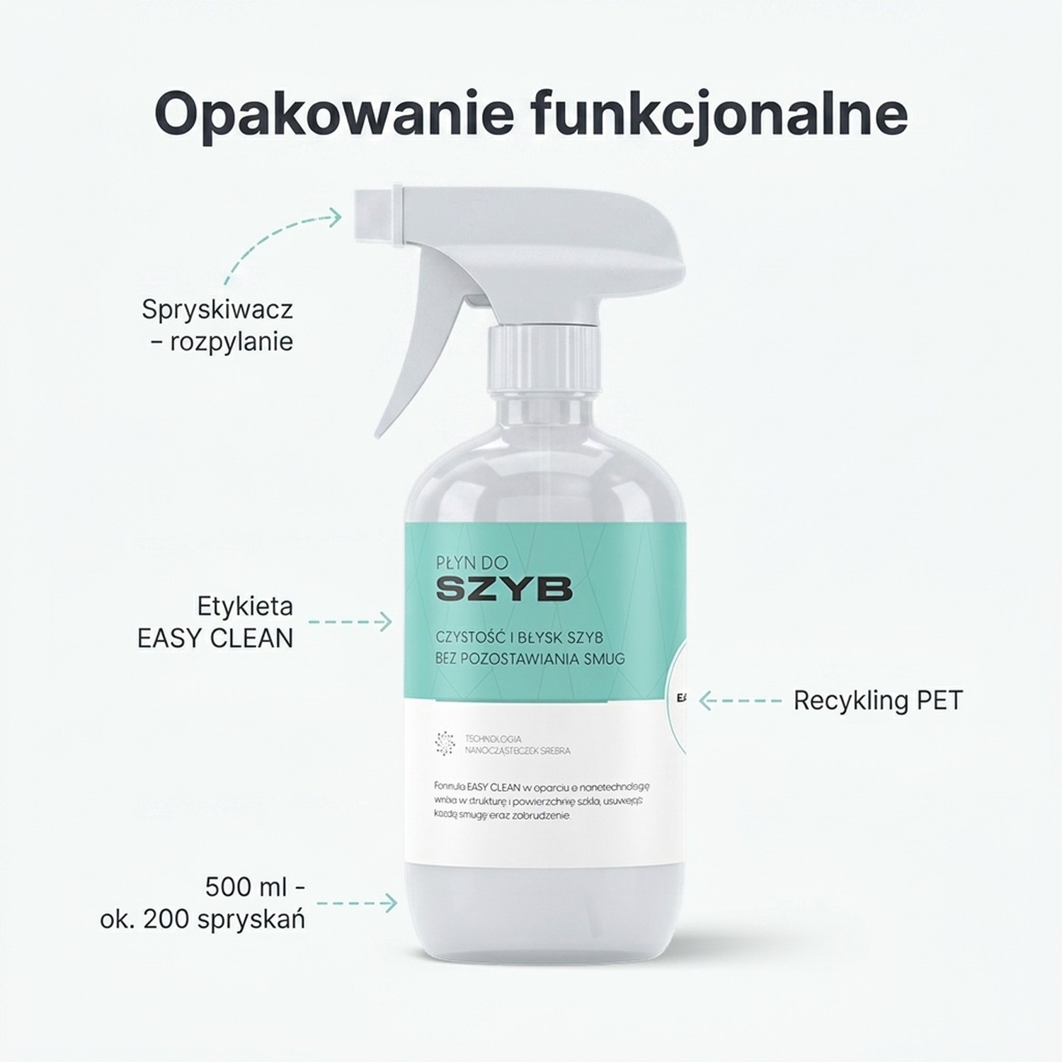 Płyn do szyb Easy Clean 500 ml - Nanotechnologia + srebro