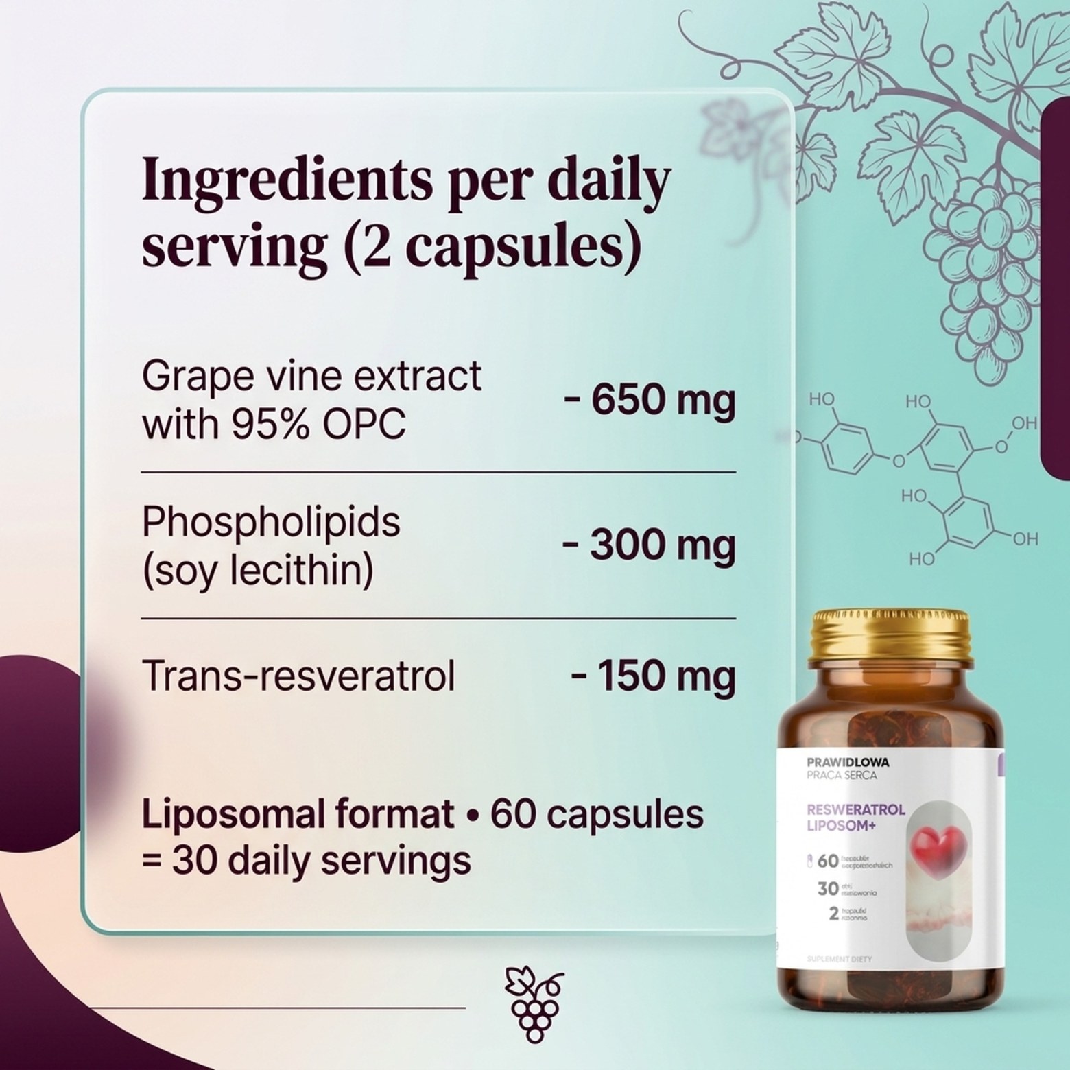 Resveratrol Liposom+ - Grape Vine 95% OPC in Liposomal Technology