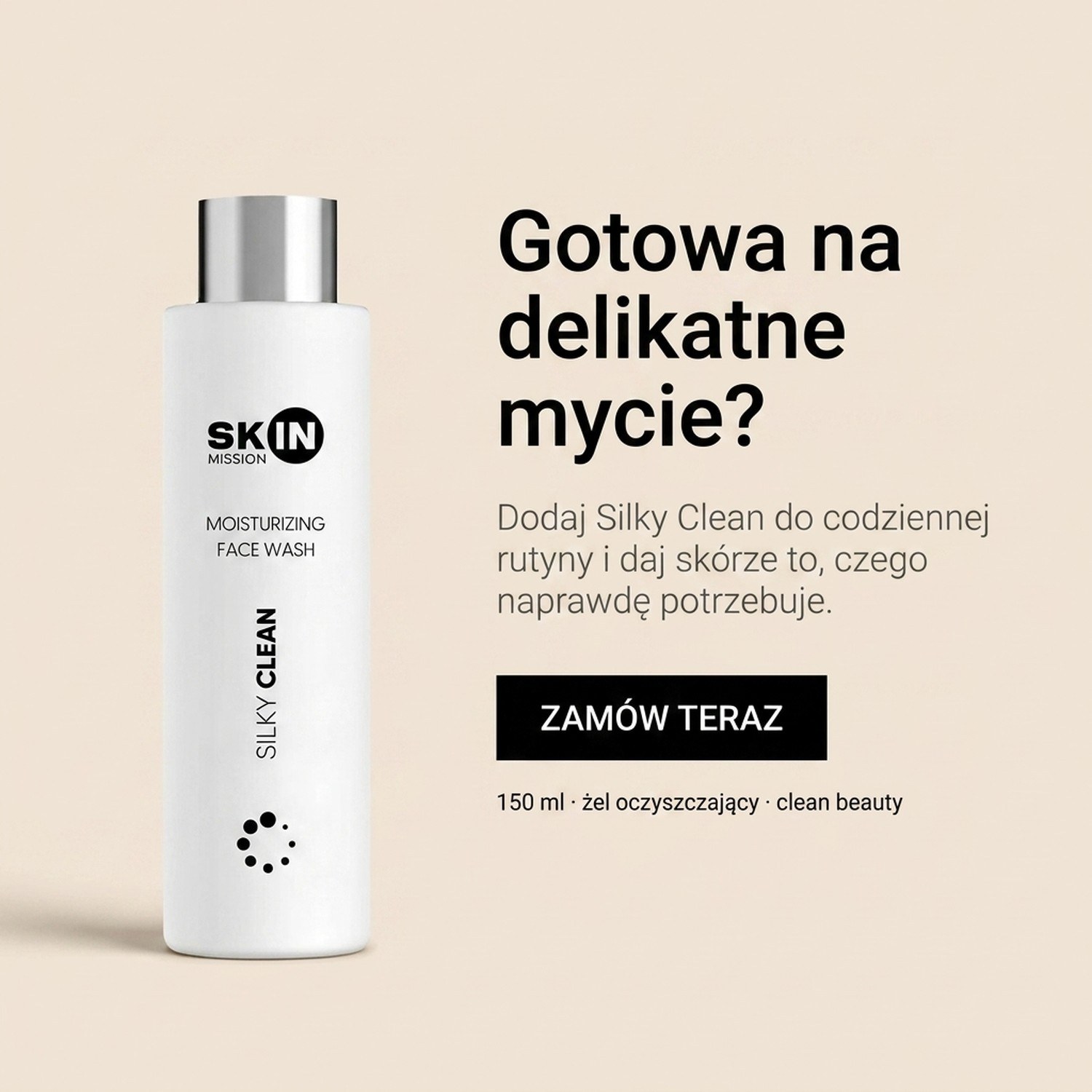 Silky Clean - Cleansing Gel with Hyaluronic Acid + Aloe + Panthenol - Skin Mission