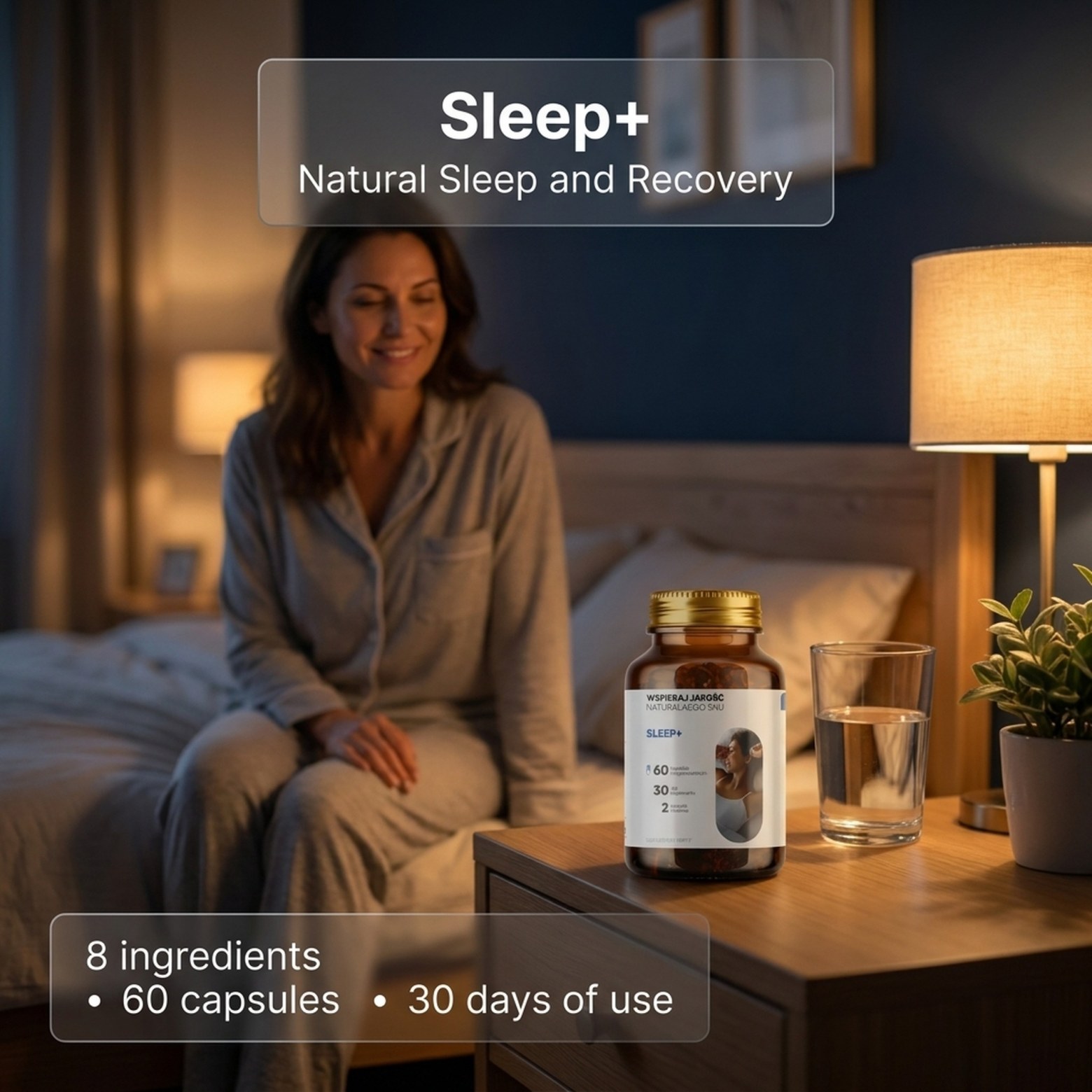 Sleep+ - Ashwagandha + Passionflower + Sour Cherry with Melatonin for Restful Sleep