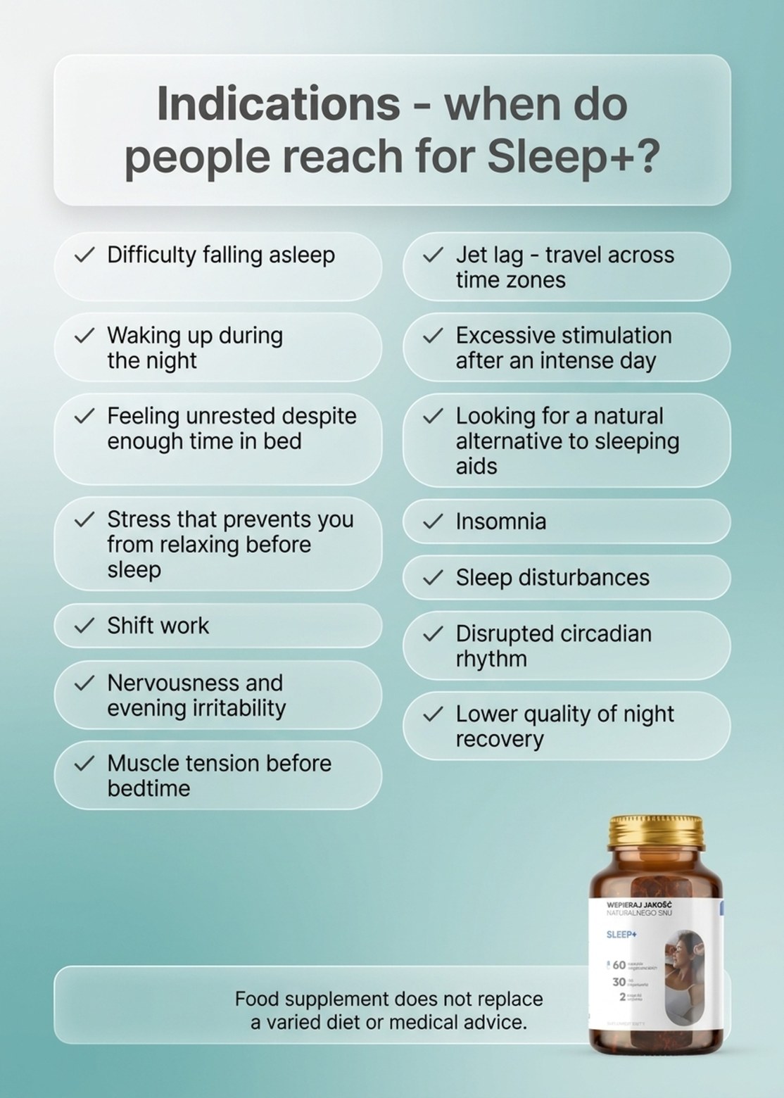 Sleep+ - Ashwagandha + Passionflower + Sour Cherry with Melatonin for Restful Sleep