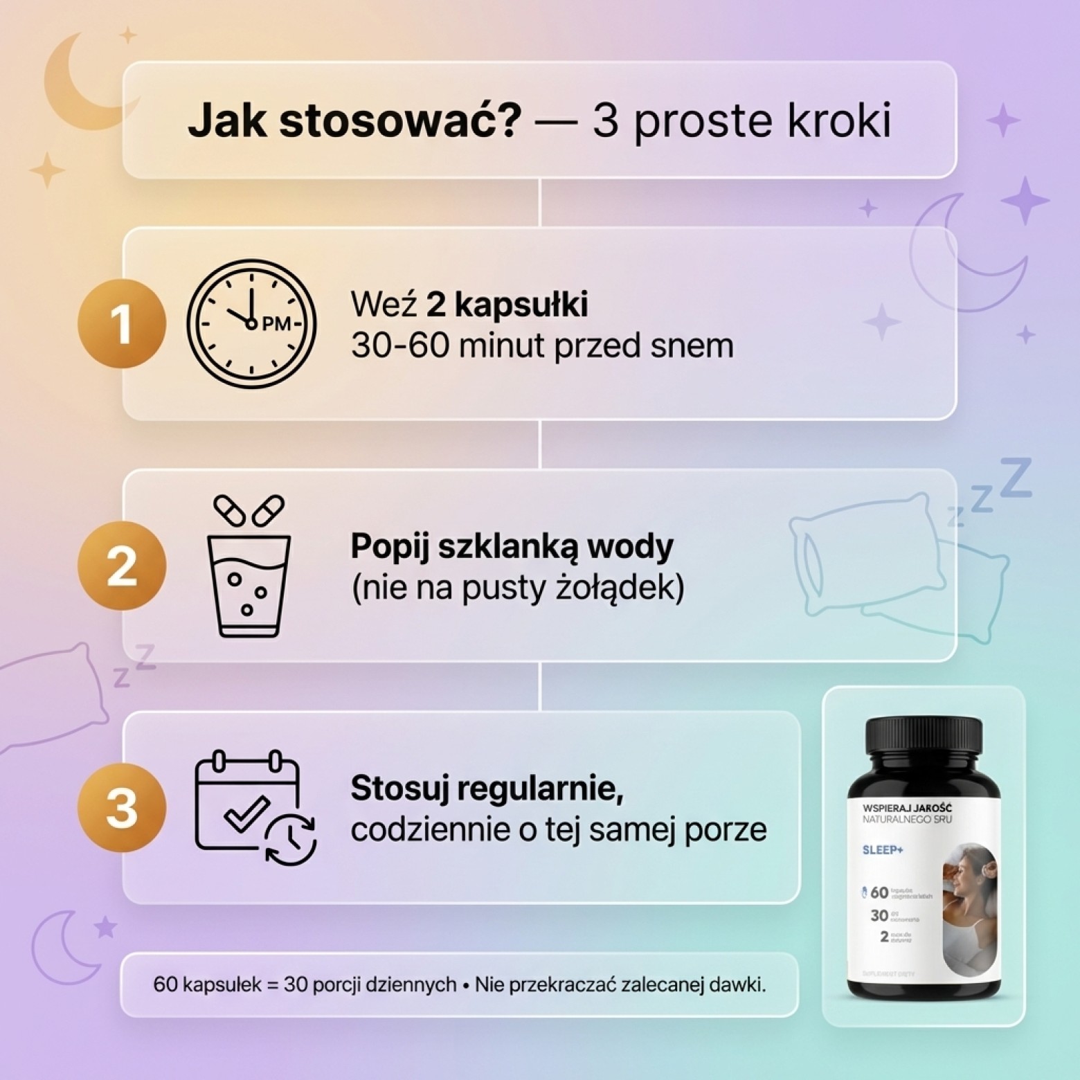 Sleep+ - Ashwagandha + Męczennica + Wiśnia z melatoniną na spokojny sen