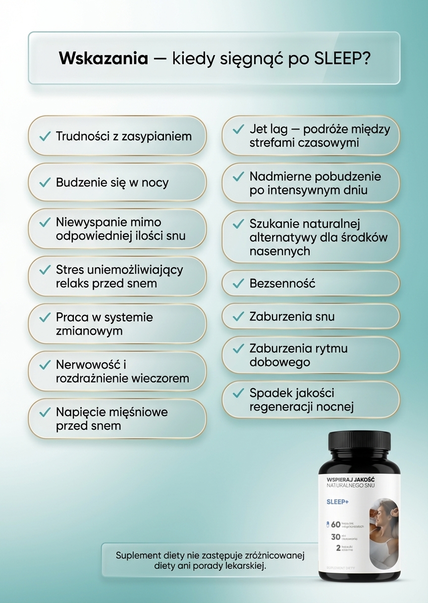 Sleep+ - Ashwagandha + Męczennica + Wiśnia z melatoniną na spokojny sen