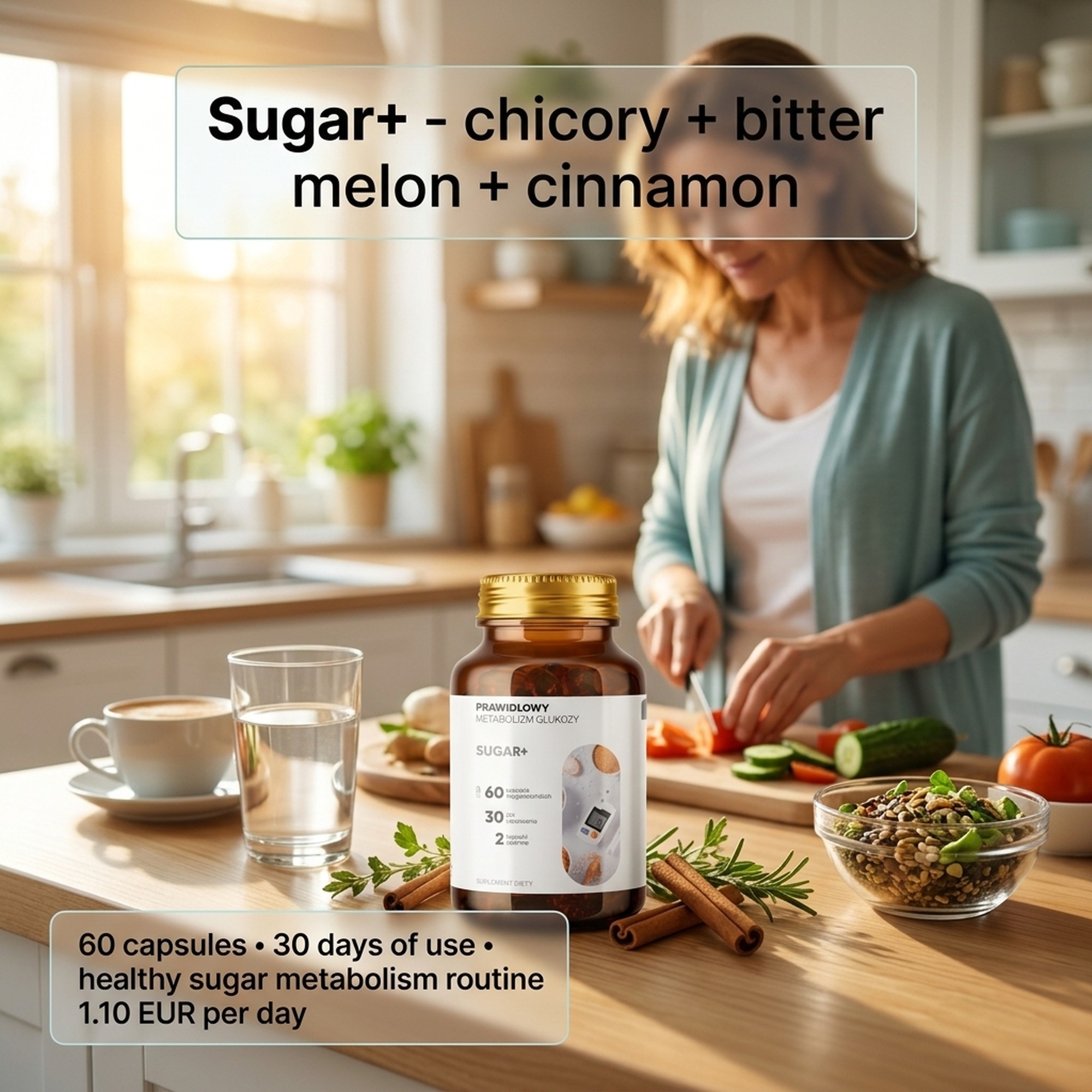 Sugar+ - Chicory + Bitter Melon + Cinnamon for Healthy Sugar Metabolism