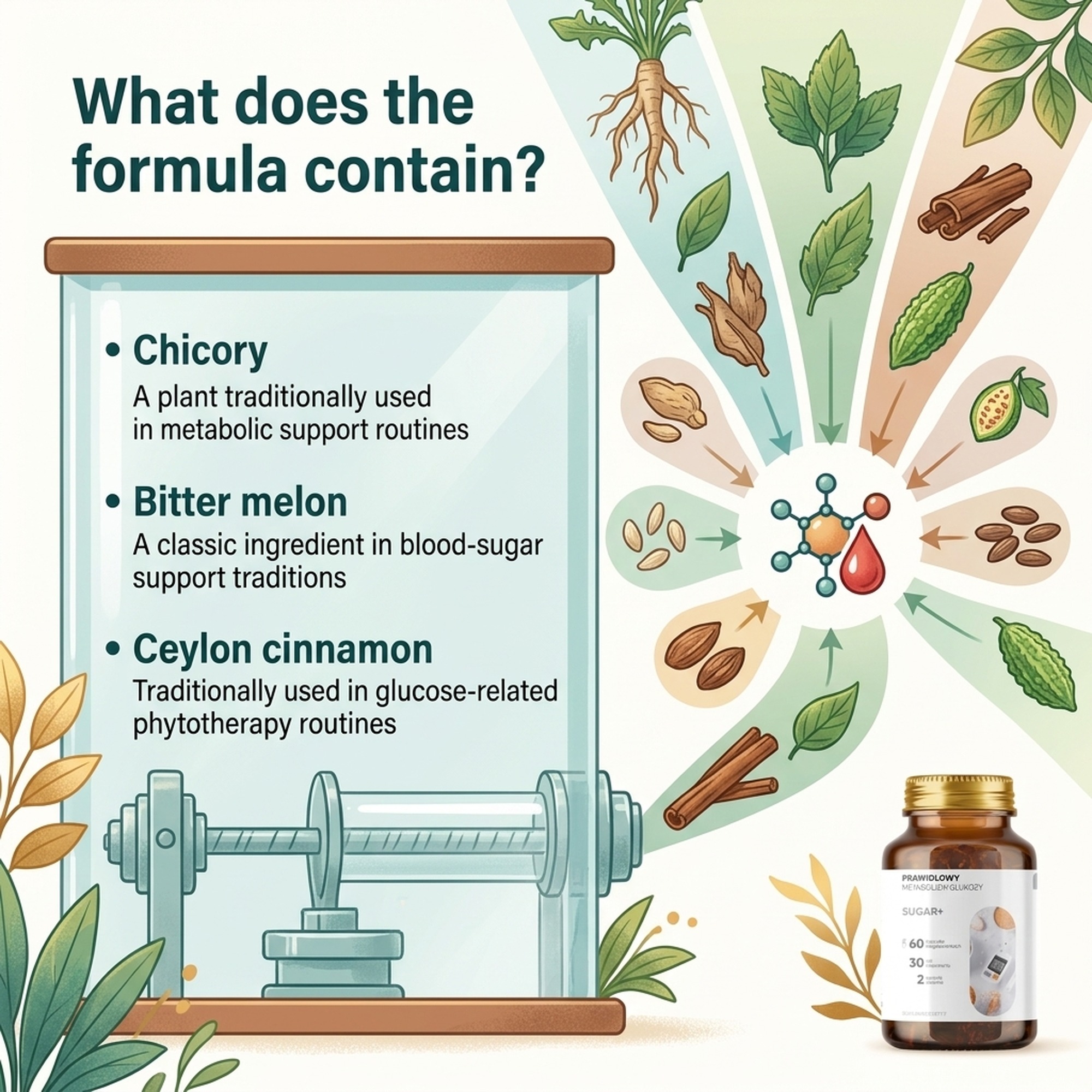 Sugar+ - Chicory + Bitter Melon + Cinnamon for Healthy Sugar Metabolism
