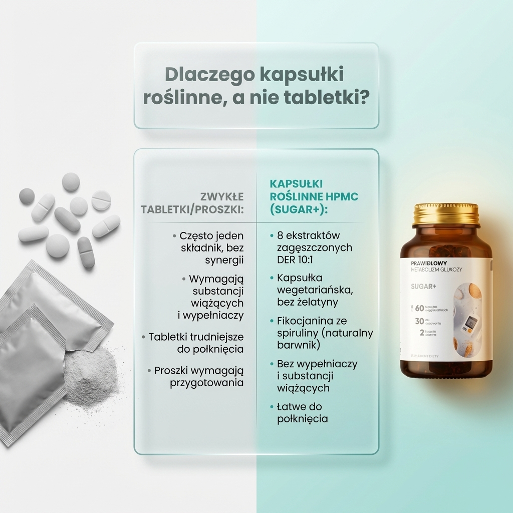 Sugar+ - Cykoria + Przepękla + Cynamonowiec na prawidłowy metabolizm cukru