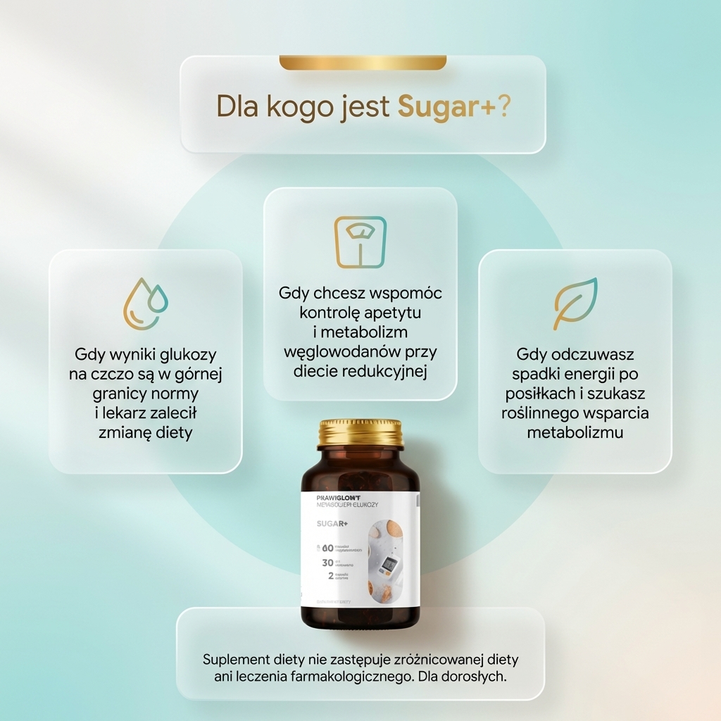 Sugar+ - Cykoria + Przepękla + Cynamonowiec na prawidłowy metabolizm cukru