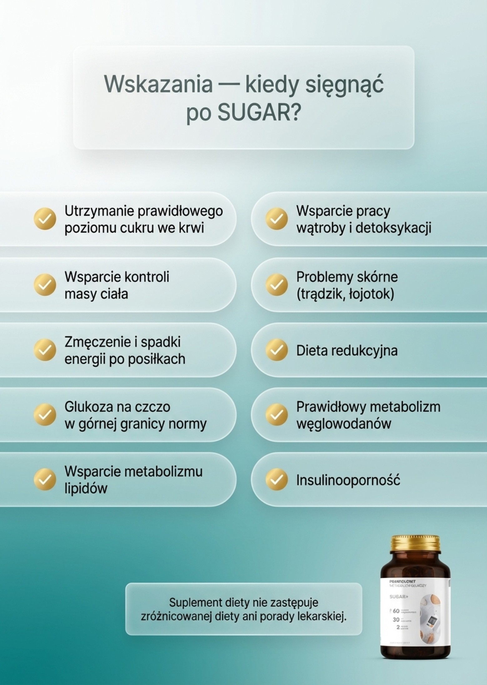 Sugar+ - Cykoria + Przepękla + Cynamonowiec na prawidłowy metabolizm cukru