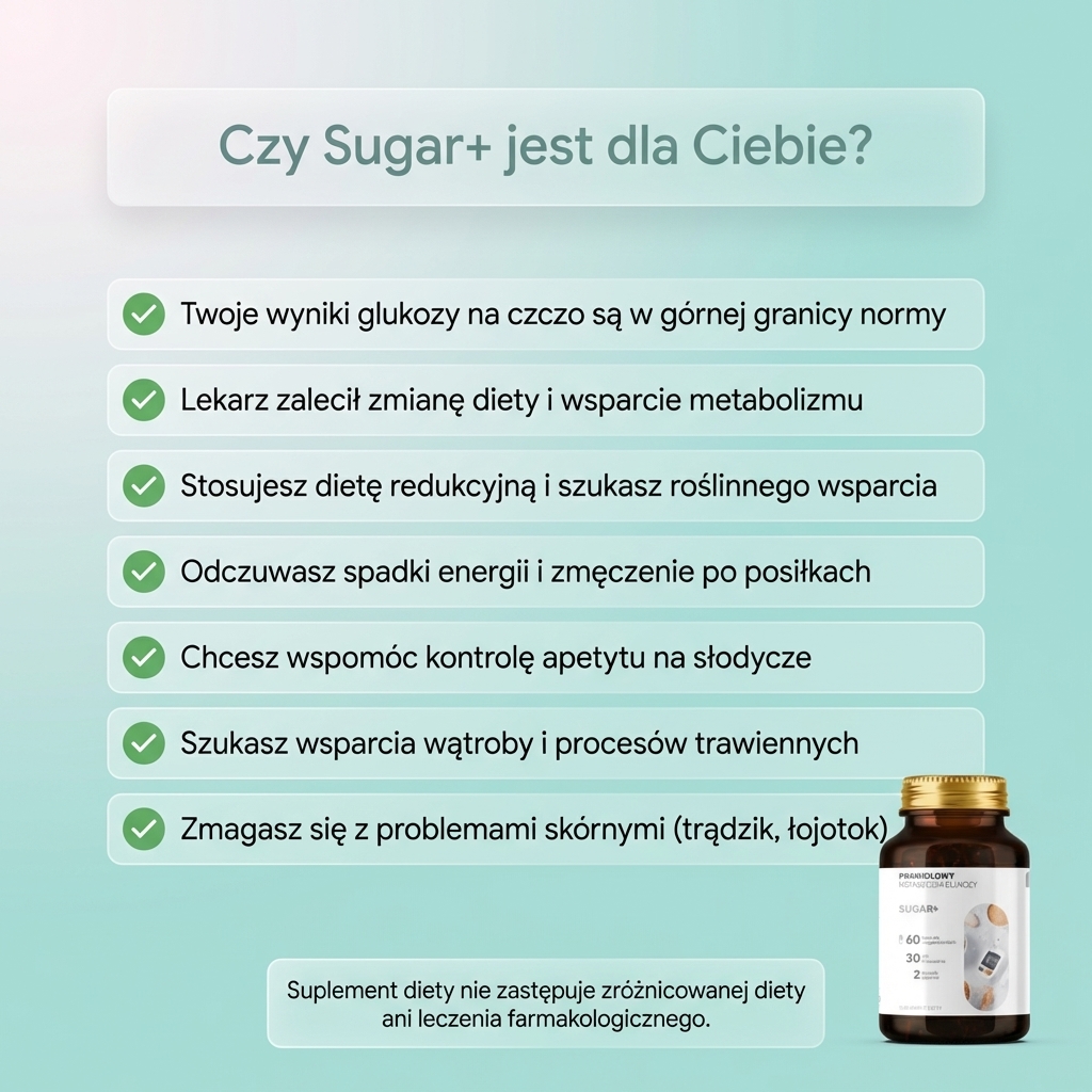 Sugar+ - Cykoria + Przepękla + Cynamonowiec na prawidłowy metabolizm cukru