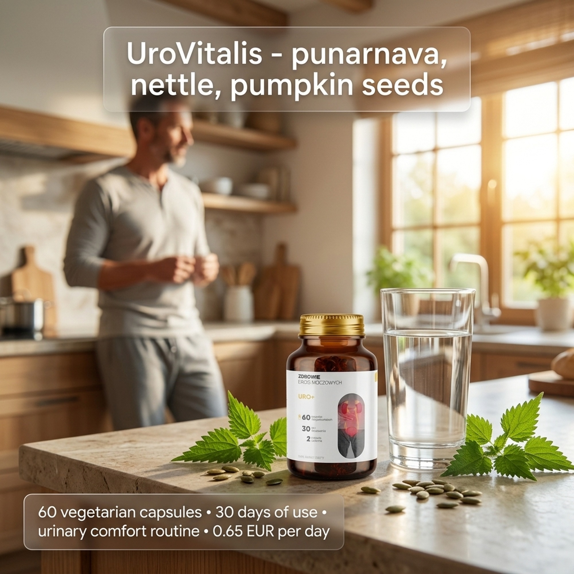 Uro Vitalis - Punarnava + Nettle + Pumpkin Seed for Urinary Routine
