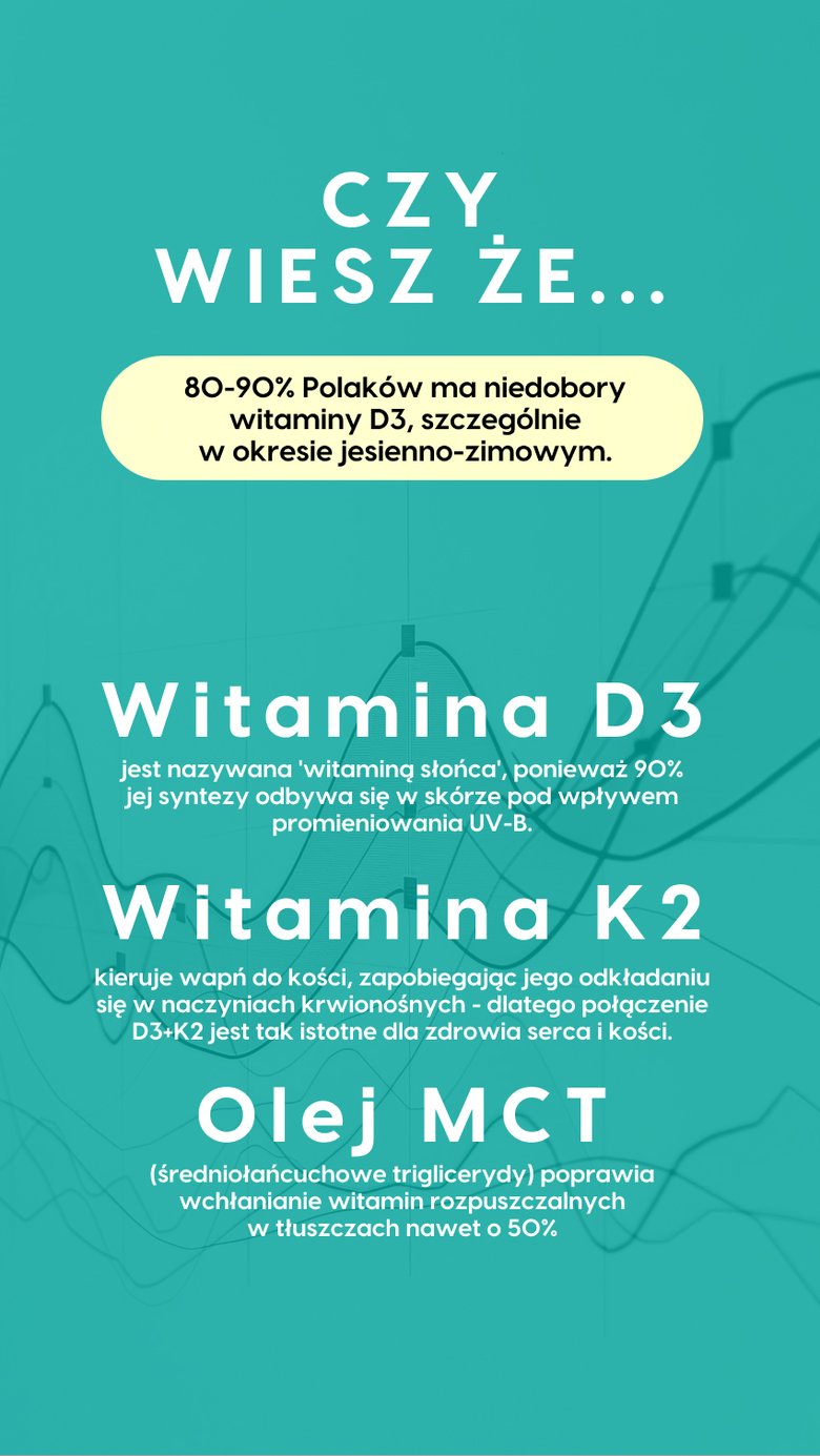 Witamina D3 + K2 MK7 z olejem MCT - 2000 IU - krople 50 ml