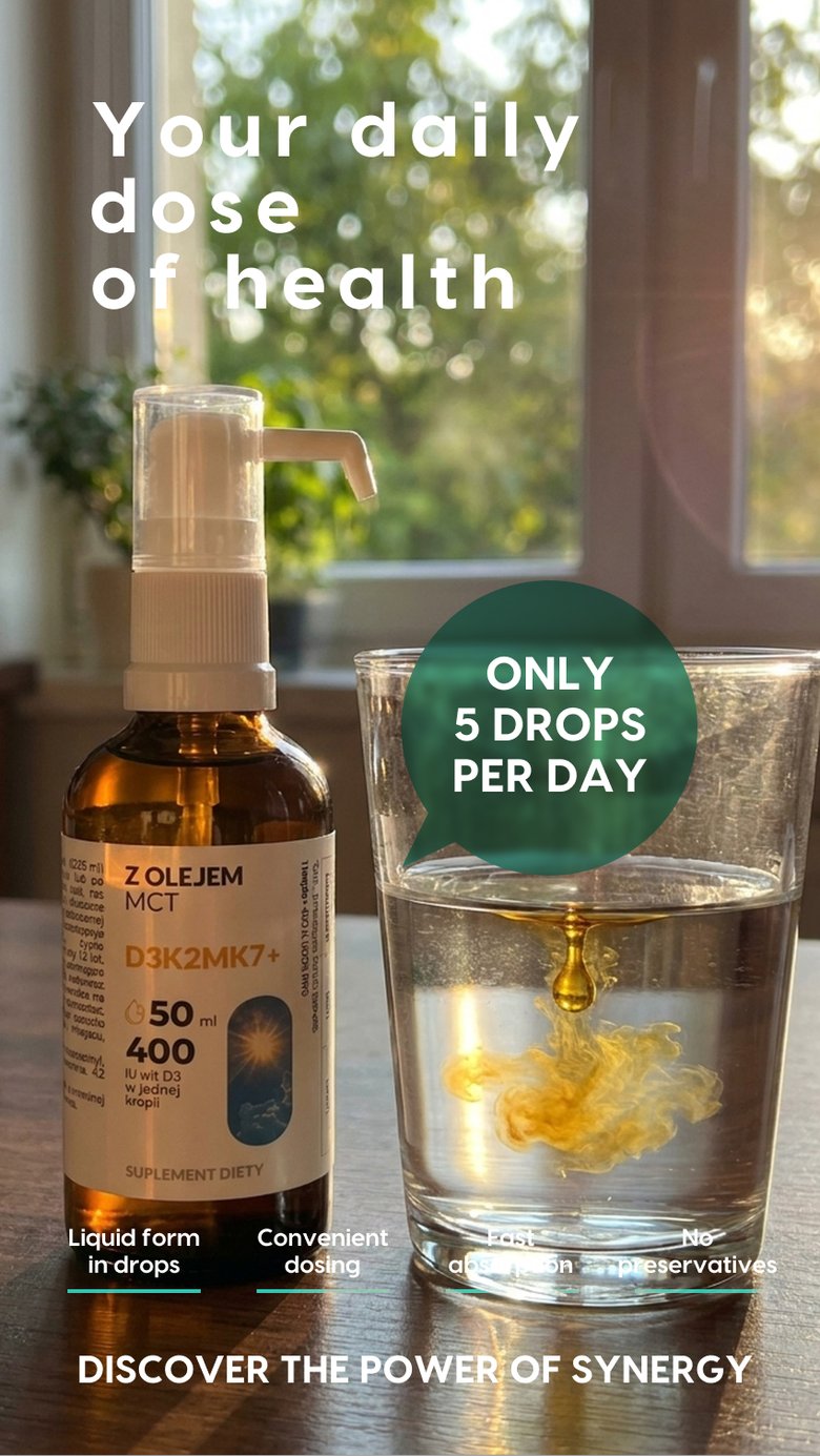 Vitamin D3 + K2 MK7 with MCT Oil - 2000 IU - Drops 50 ml