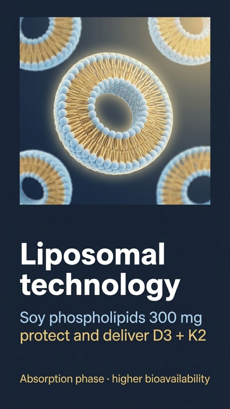 D3 K2 MK7 Liposomal+ - Vitamin D 2000 IU + K2 MK7 in Liposomes