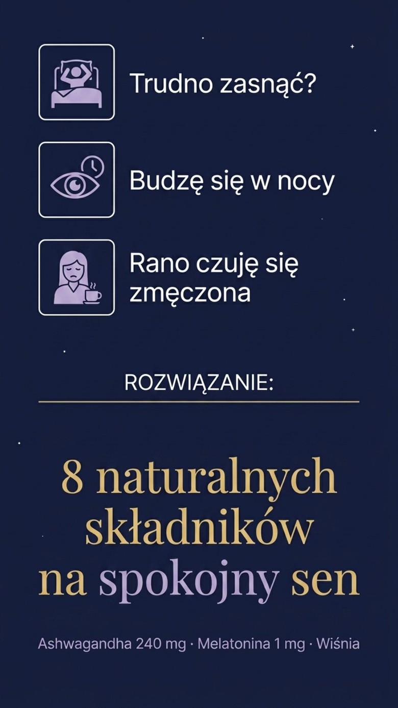 Sleep+ - Ashwagandha + Męczennica + Wiśnia z melatoniną na spokojny sen