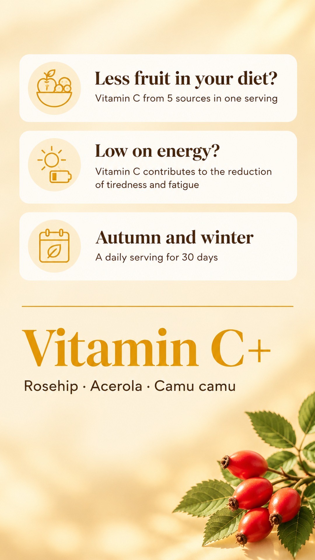 Vitamin C+ - Rosehip, Acerola and Camu Camu for Immunity and Collagen — story 5