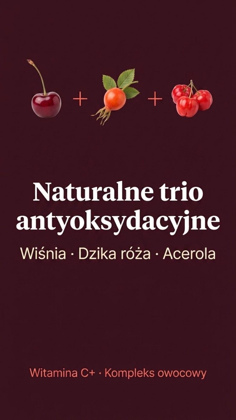 Witamina C+ - Wiśnia + Dzika róża + Acerola - naturalna witamina C