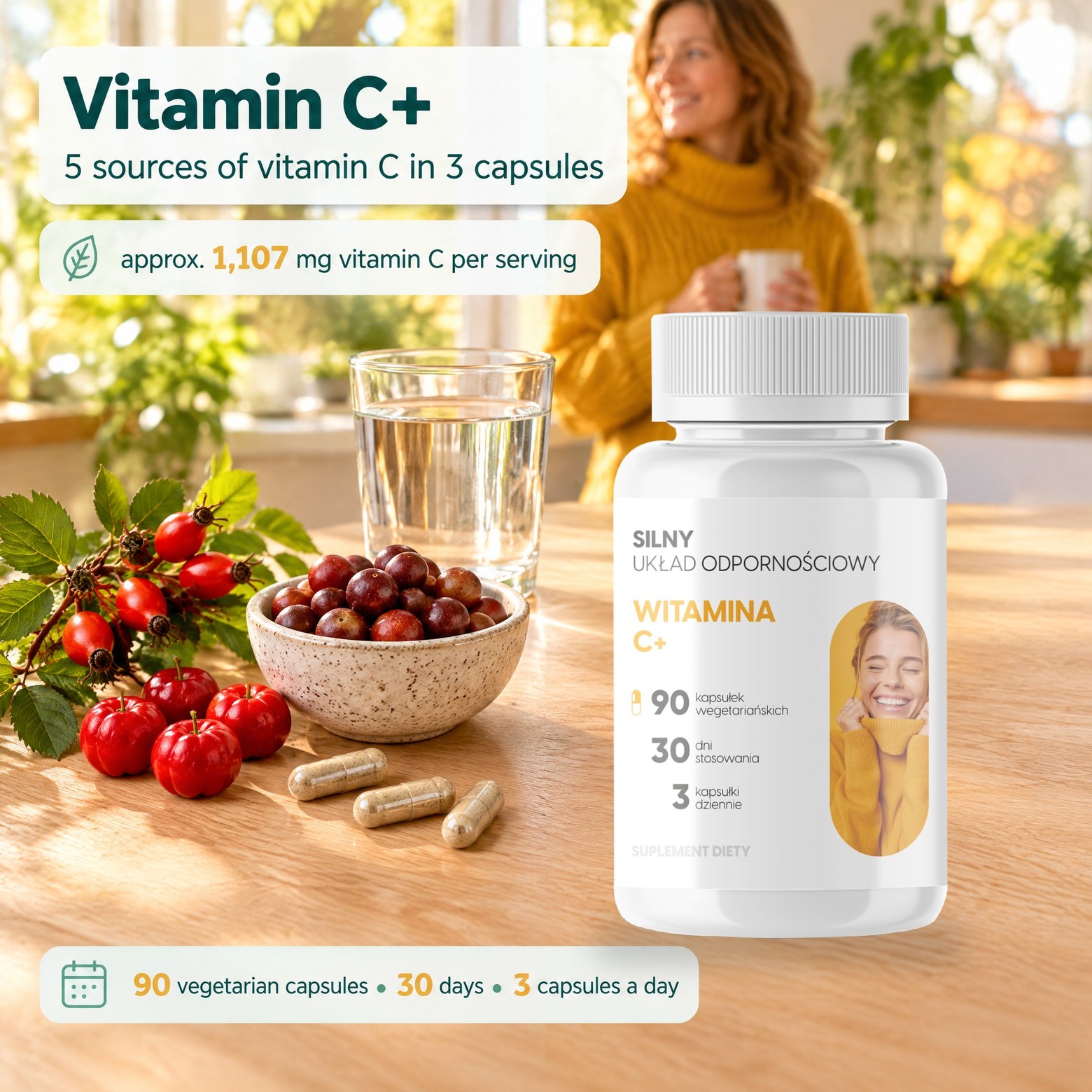 Vitamin C+ - Rosehip, Acerola and Camu Camu for Immunity and Collagen