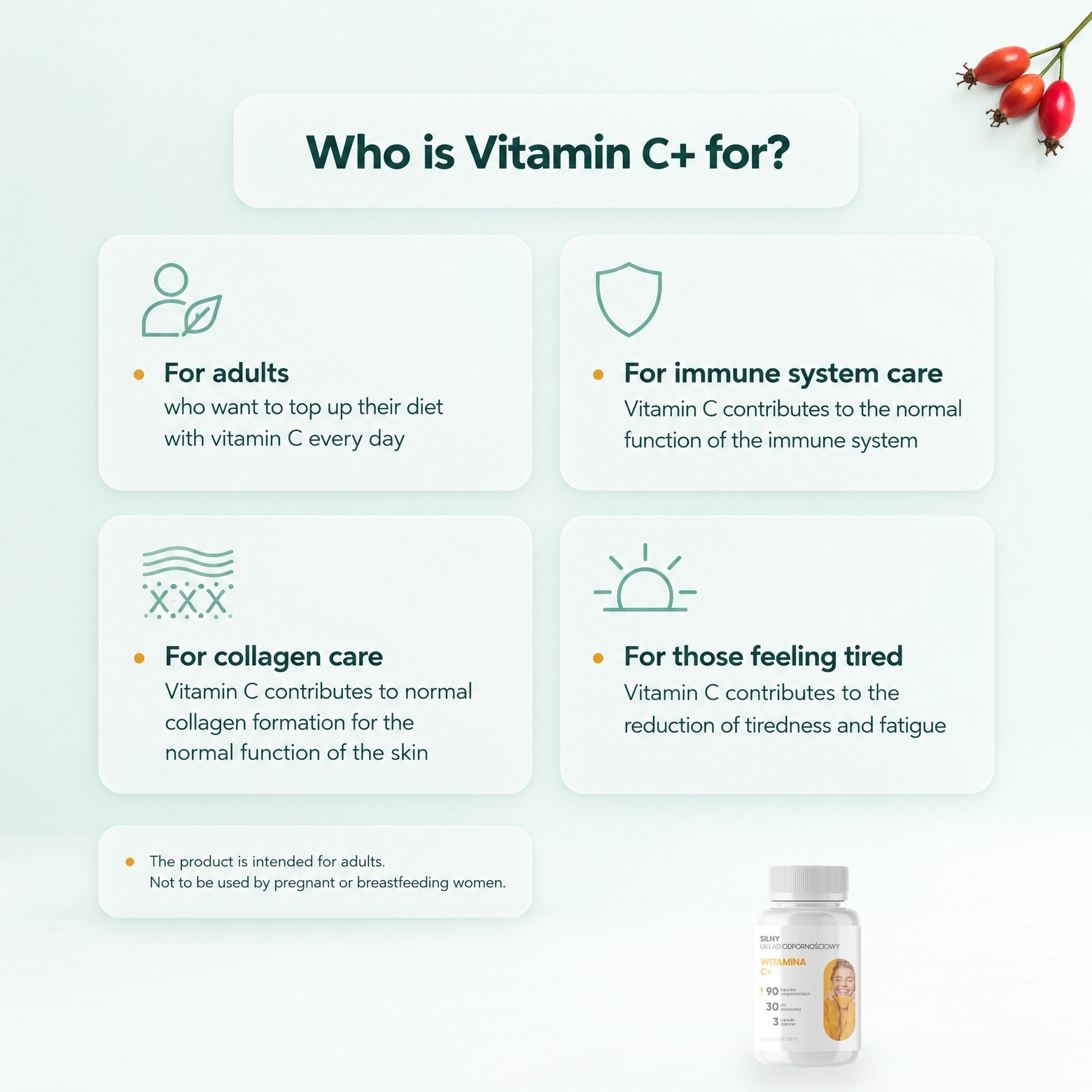 Vitamin C+ - Rosehip, Acerola and Camu Camu for Immunity and Collagen