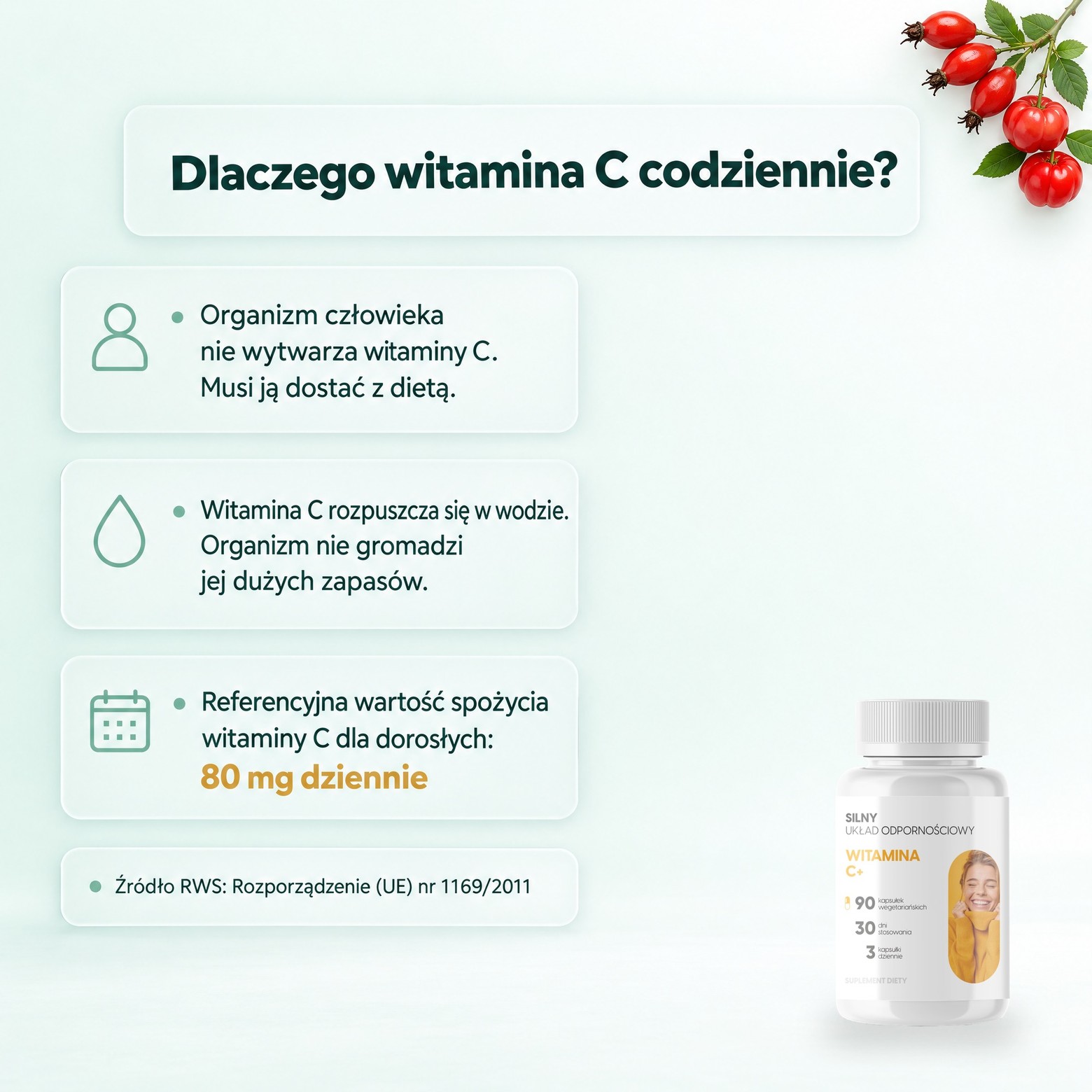Witamina C+ - dzika róża, acerola i camu camu dla odporności i kolagenu