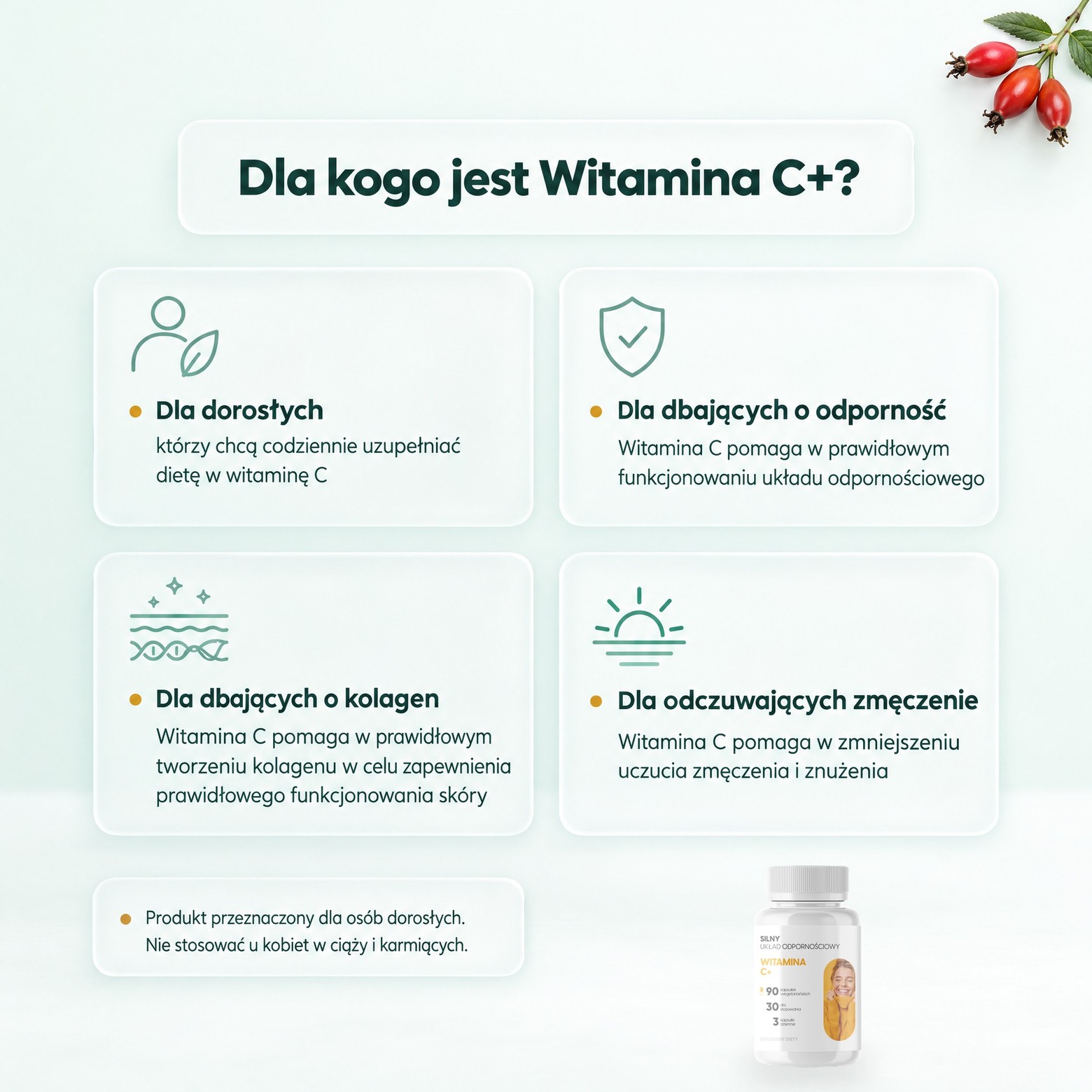 Witamina C+ - dzika róża, acerola i camu camu dla odporności i kolagenu