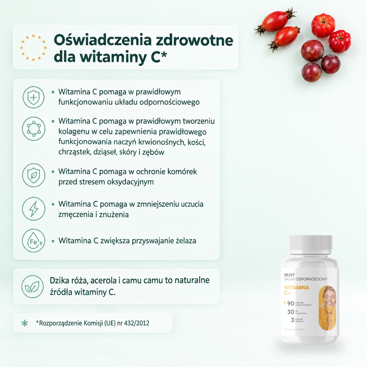 Witamina C+ - dzika róża, acerola i camu camu dla odporności i kolagenu