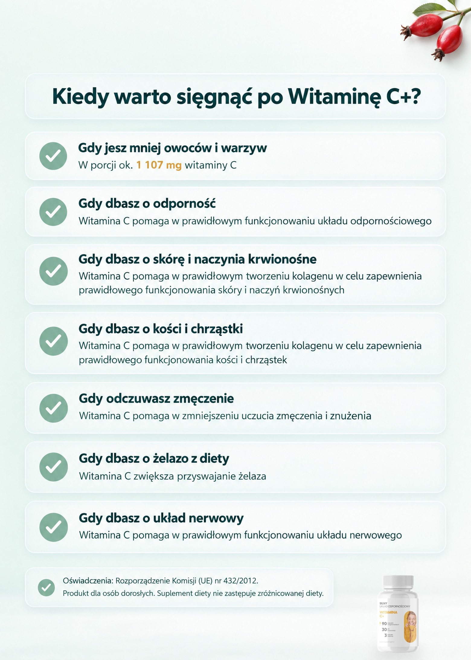Witamina C+ - dzika róża, acerola i camu camu dla odporności i kolagenu