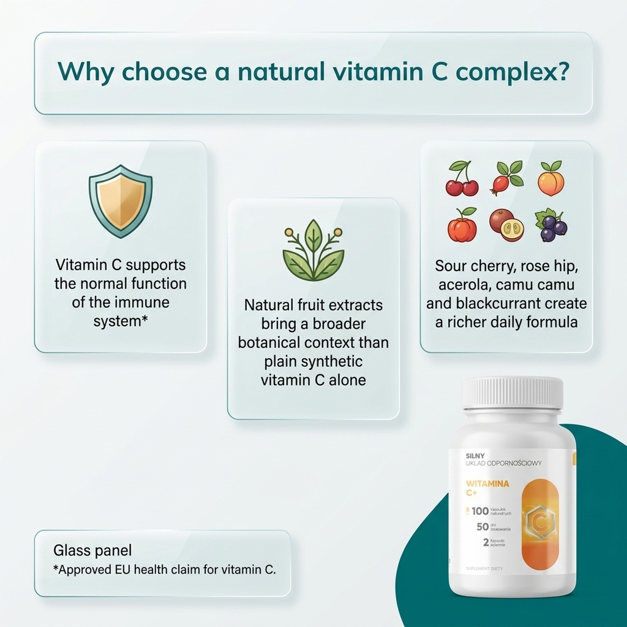 Vitamin C+ - Cherry, Rosehip and Acerola for Immunity and Collagen