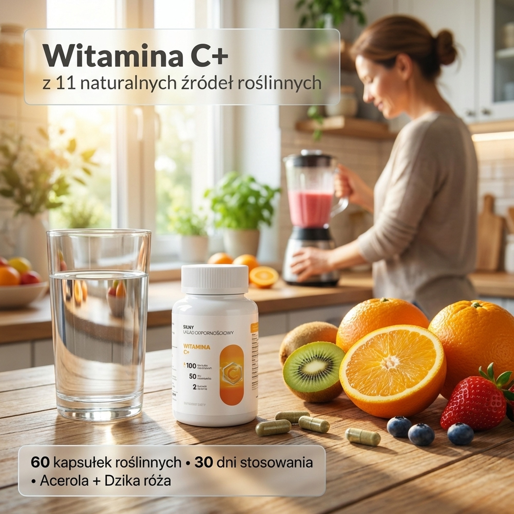 Witamina C+ - wiśnia, dzika róża i acerola dla odporności i kolagenu