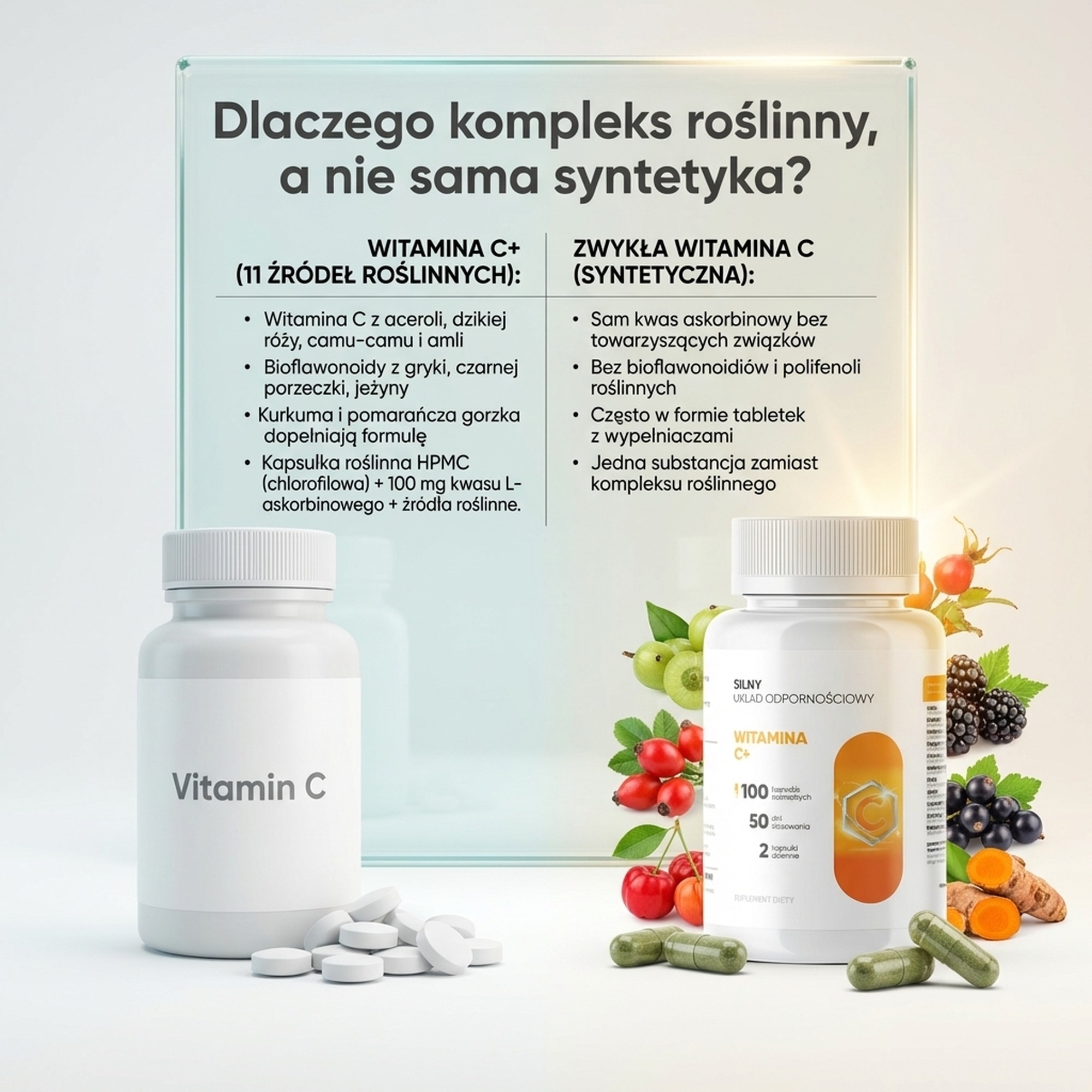 Witamina C+ - wiśnia, dzika róża i acerola dla odporności i kolagenu