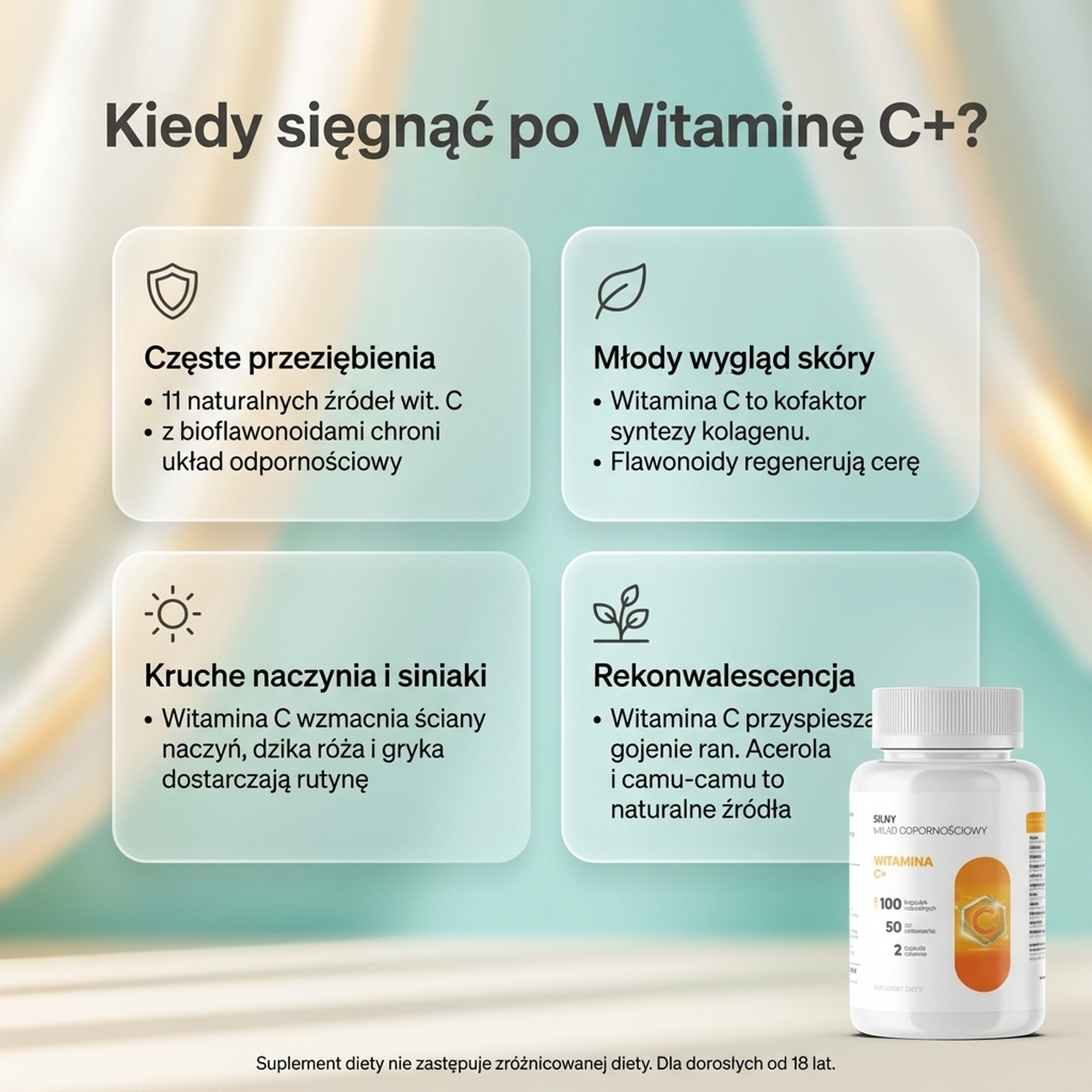 Witamina C+ - wiśnia, dzika róża i acerola dla odporności i kolagenu