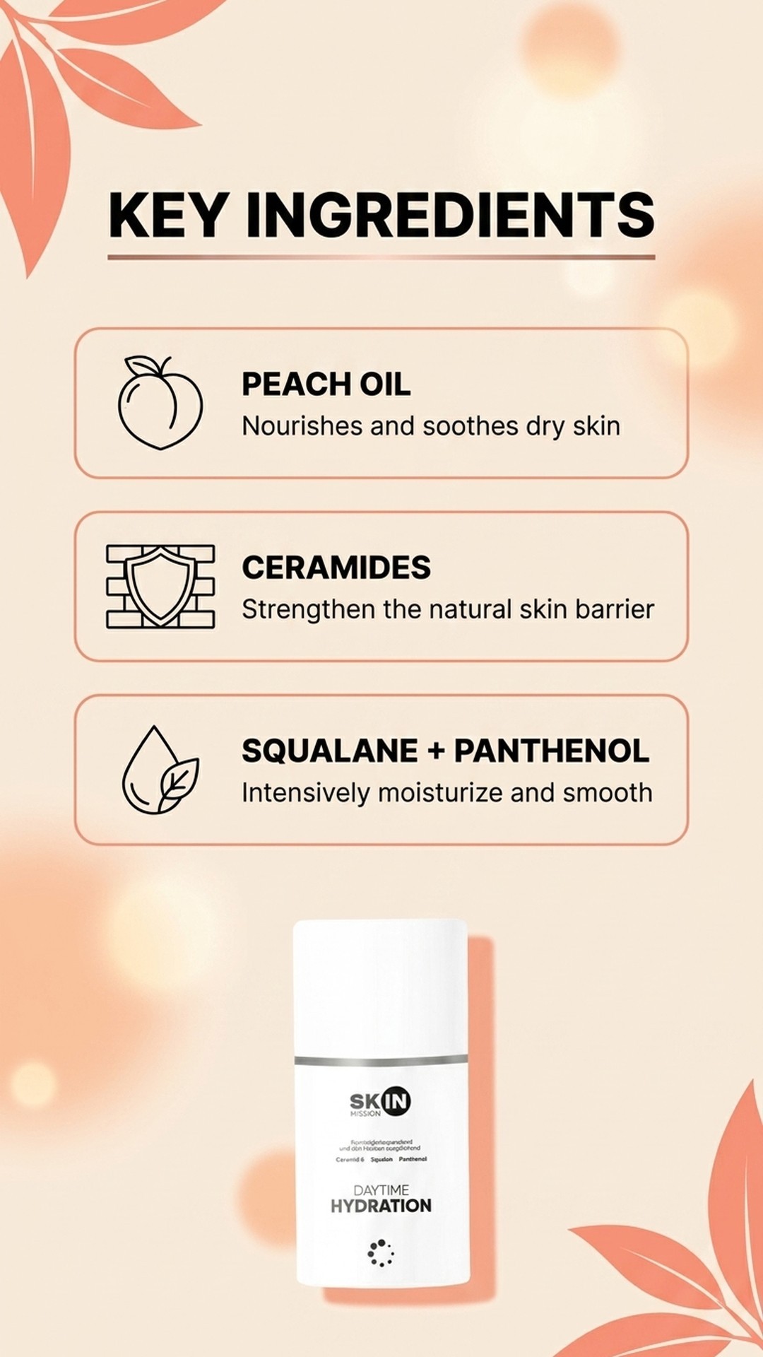 DayTime Hydration - Day Cream with Peach Oil + Ceramides + Lecithin - Skin Mission — story 2