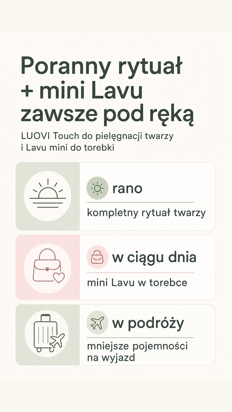 Pakiet: Pełny poranny rytuał premium - LUOVI Morning Touch + zestaw do łazienki LAVU